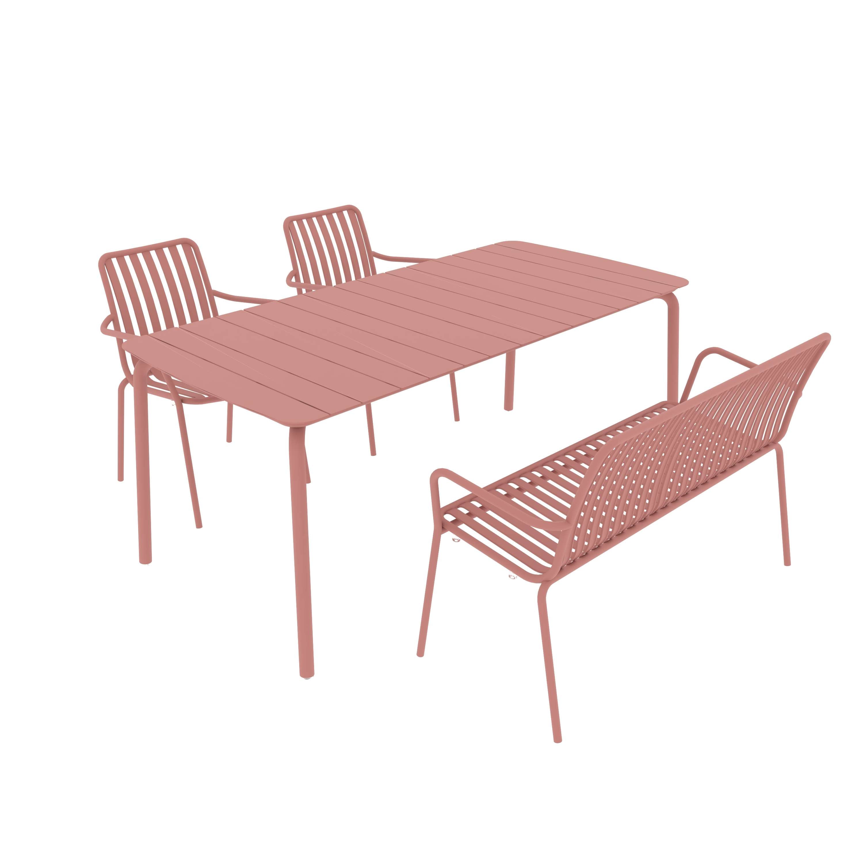 Breeze Rectangular Slatted Table with Armchair and Bench Set