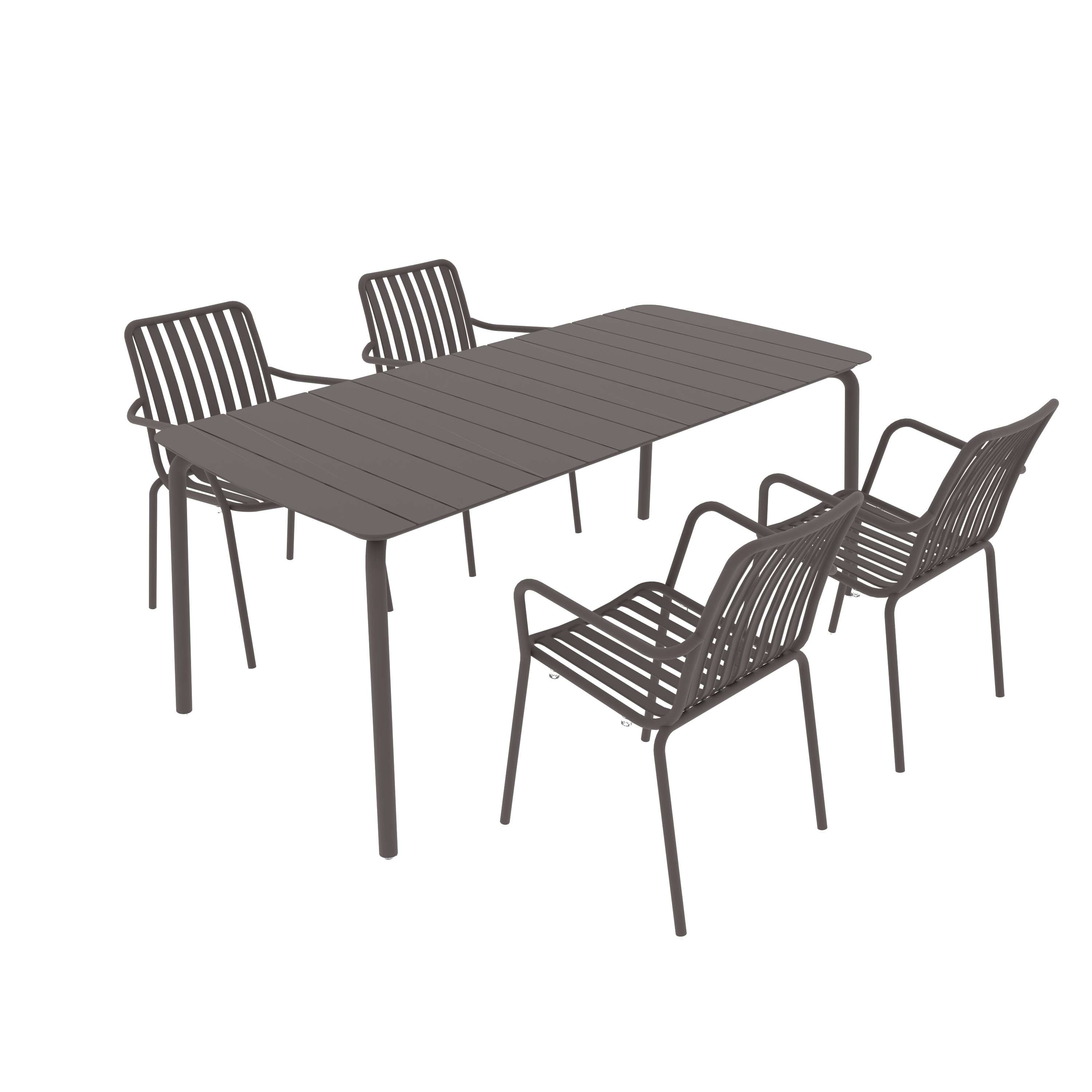 Breeze Rectangular Slatted Table and Armchair Set