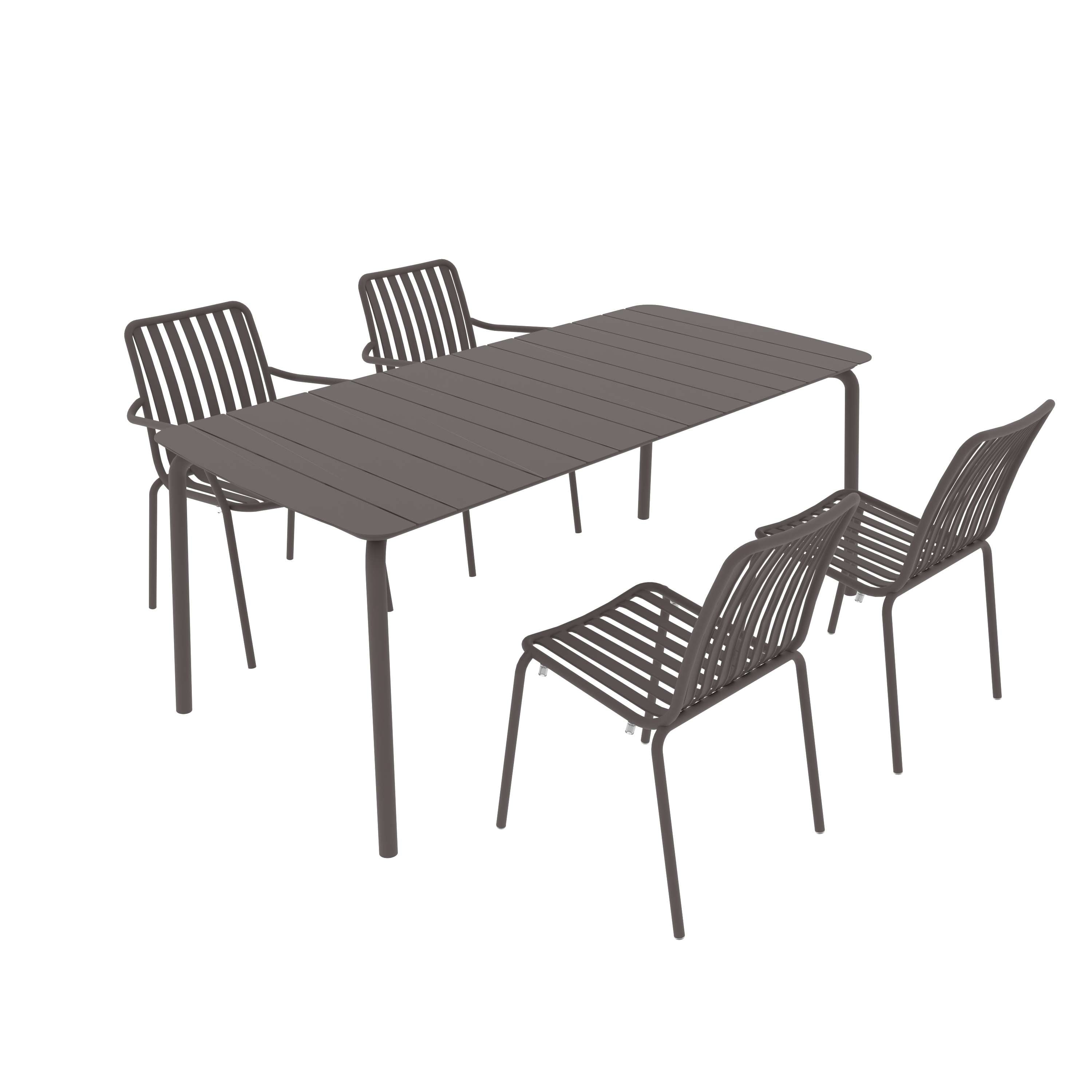 Breeze Rectangular Slatted Table with Armchair and Side Chair Set