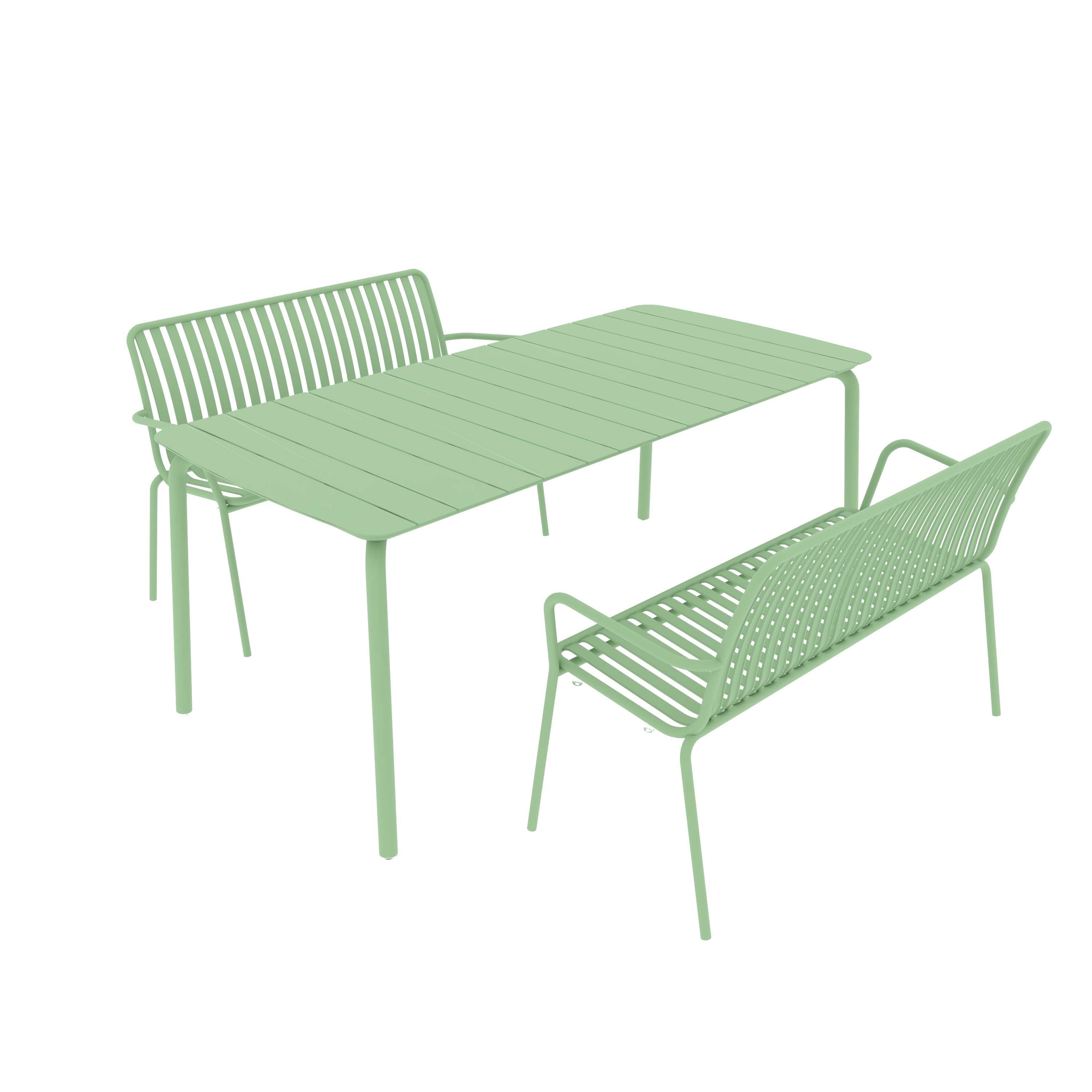 Breeze Rectangular Slatted Table and Bench Set