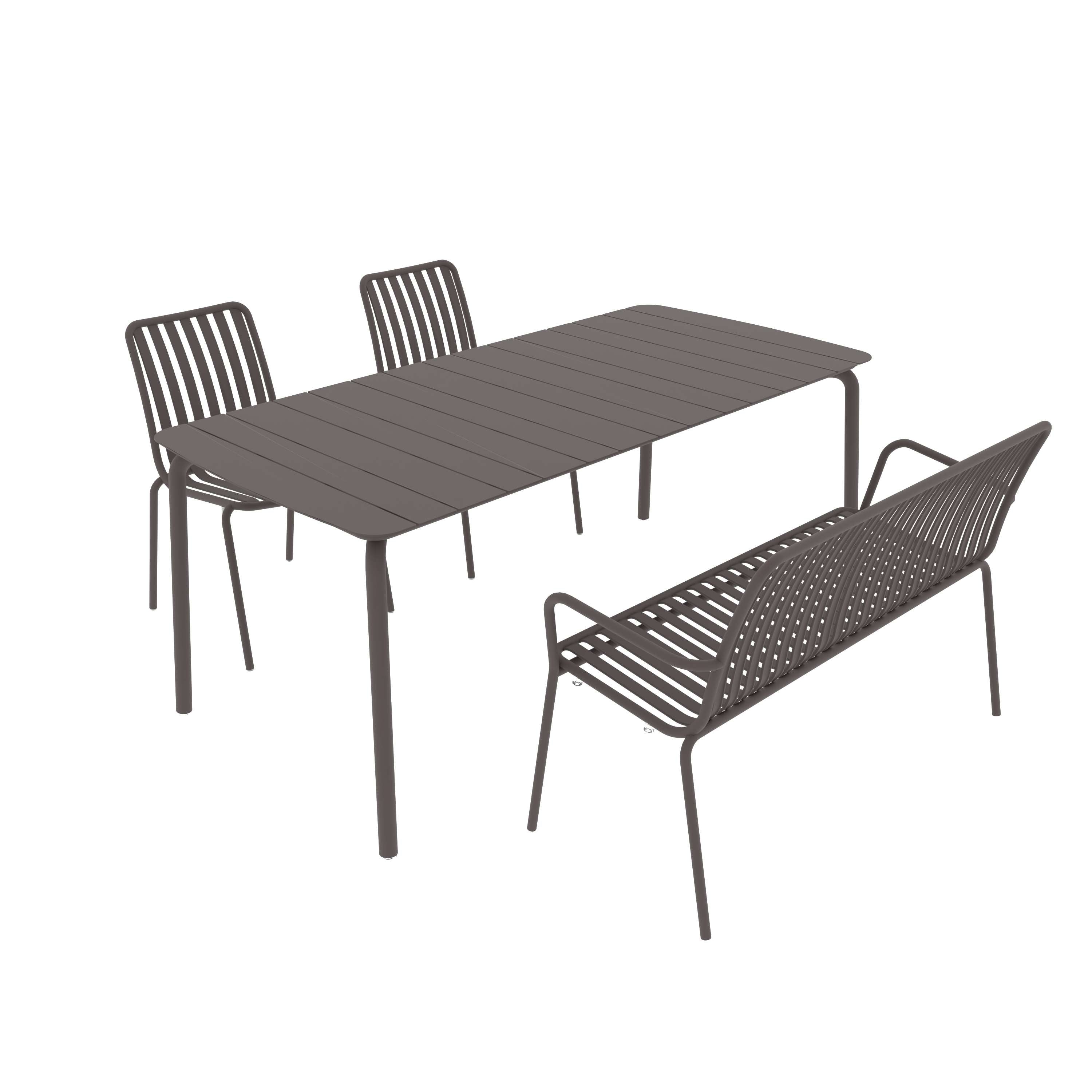 Breeze Rectangular Slatted Table with Side Chair and Bench Set