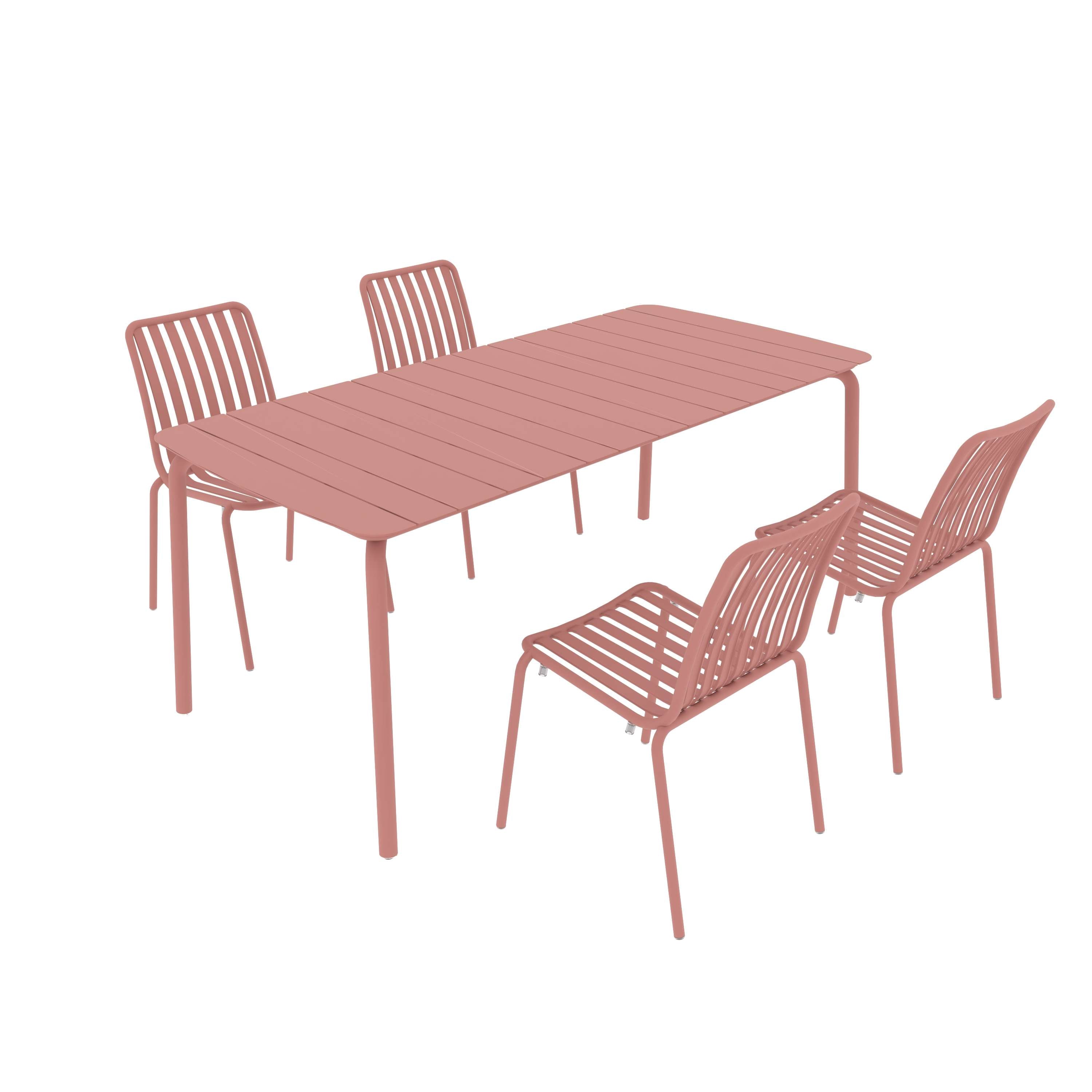 Breeze Rectangular Slatted Table and Side Chair Set