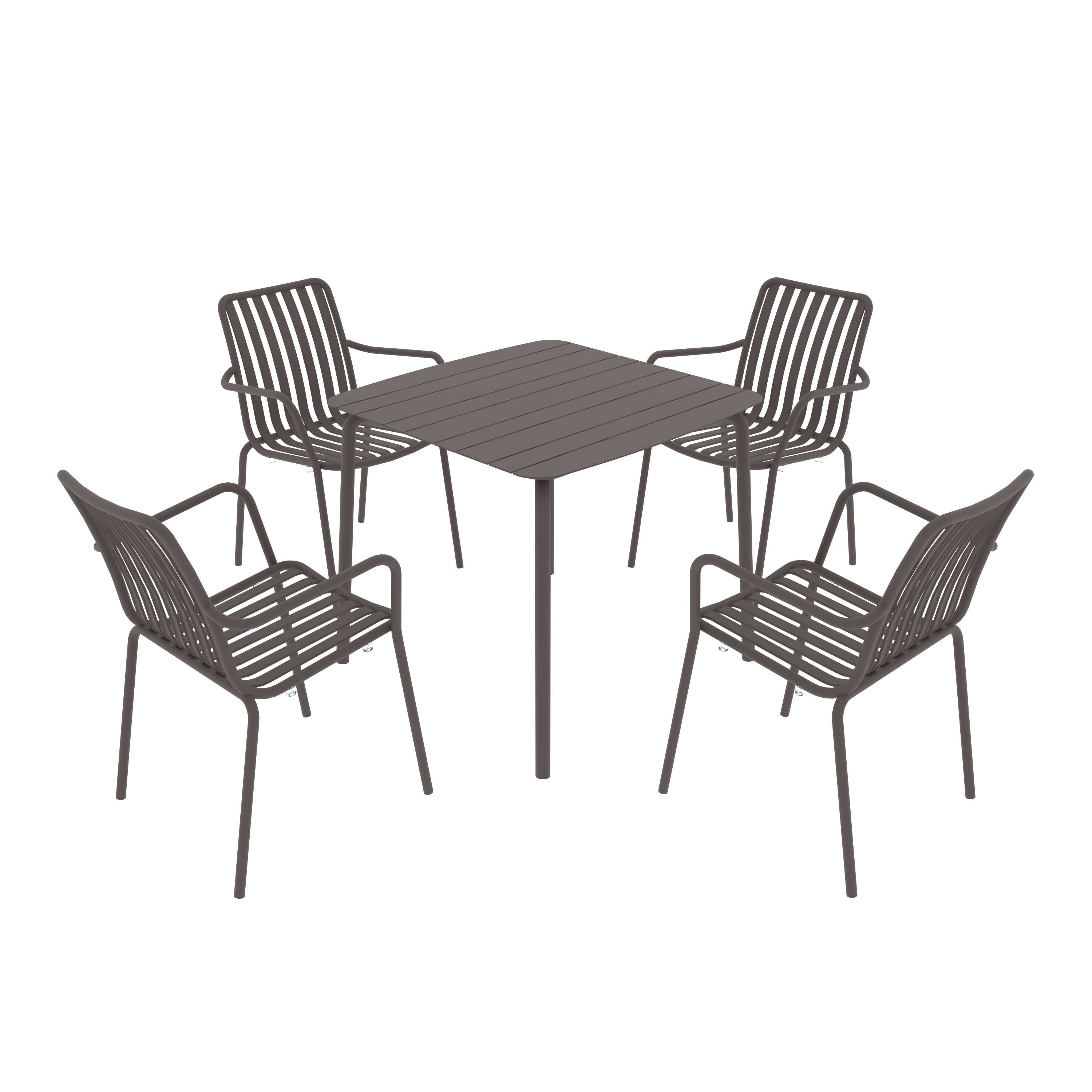 Breeze Square Slatted Table and Armchair Set