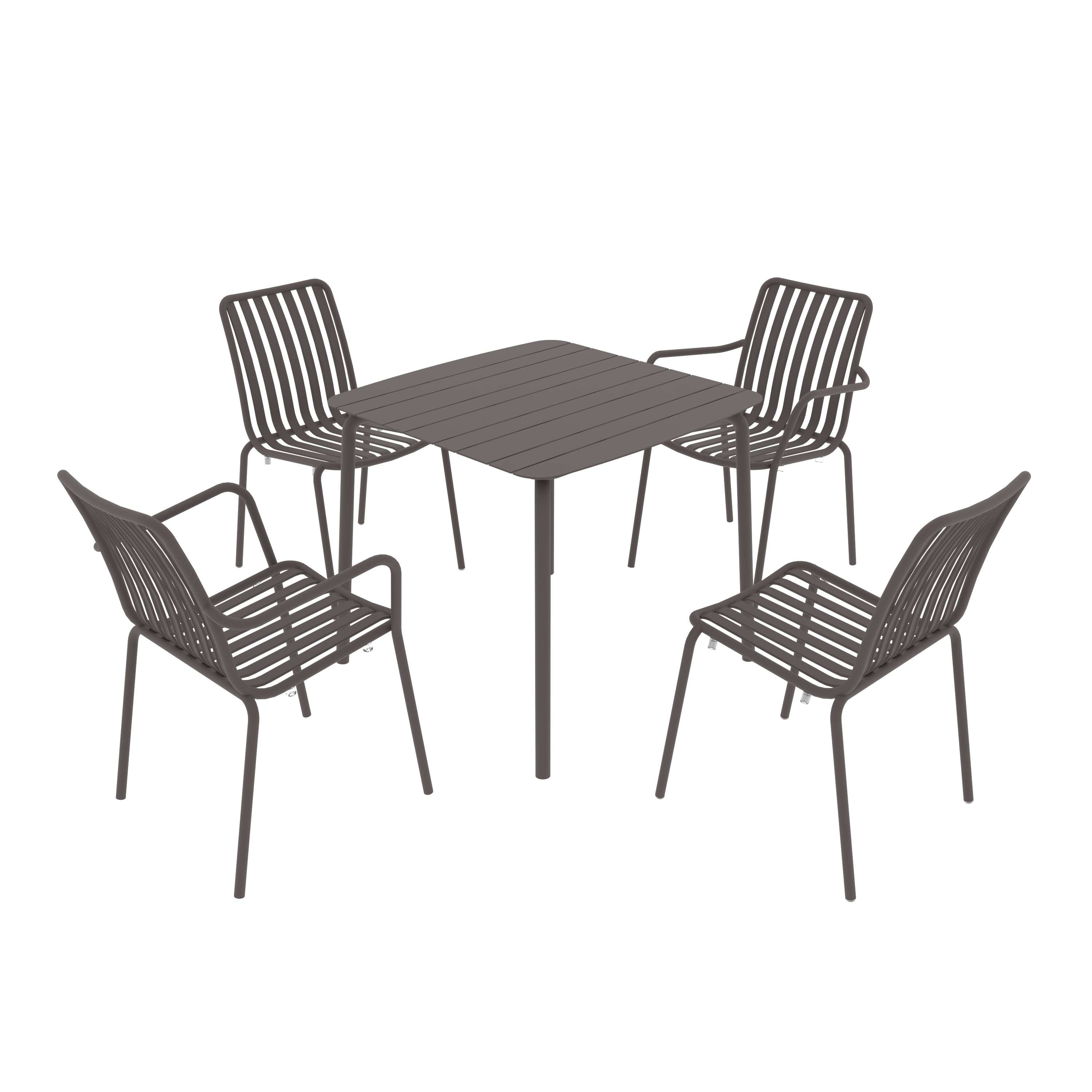Breeze Square Slatted Table with Armchair and Side Chair Set