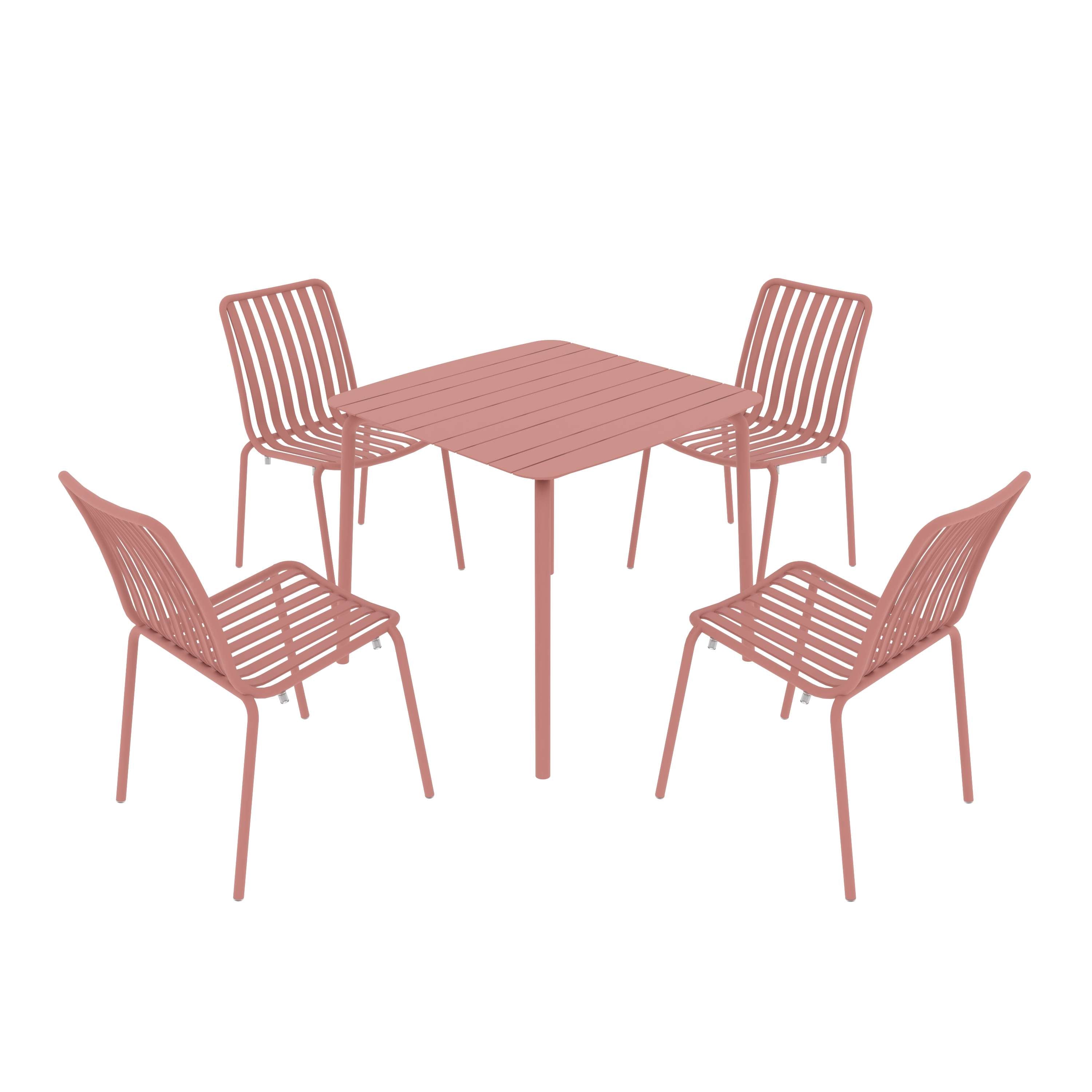 Breeze Square Slatted Table and Side Chair Set