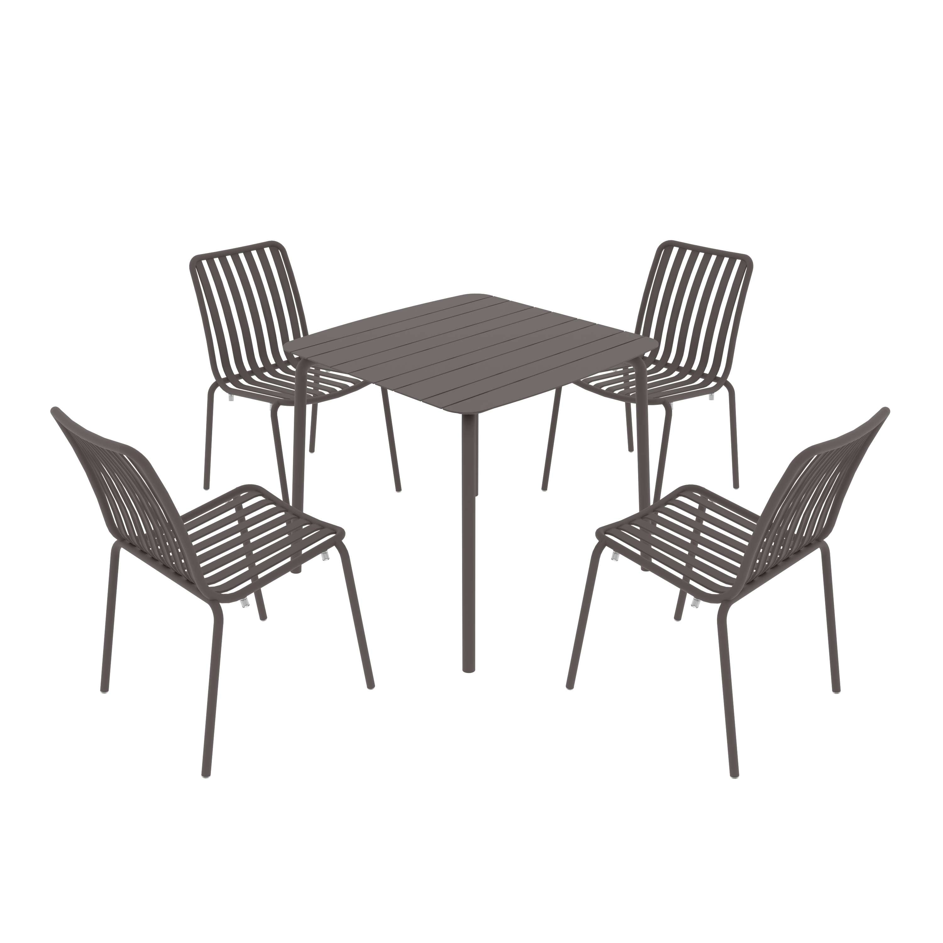 Breeze Square Slatted Table and Side Chair Set