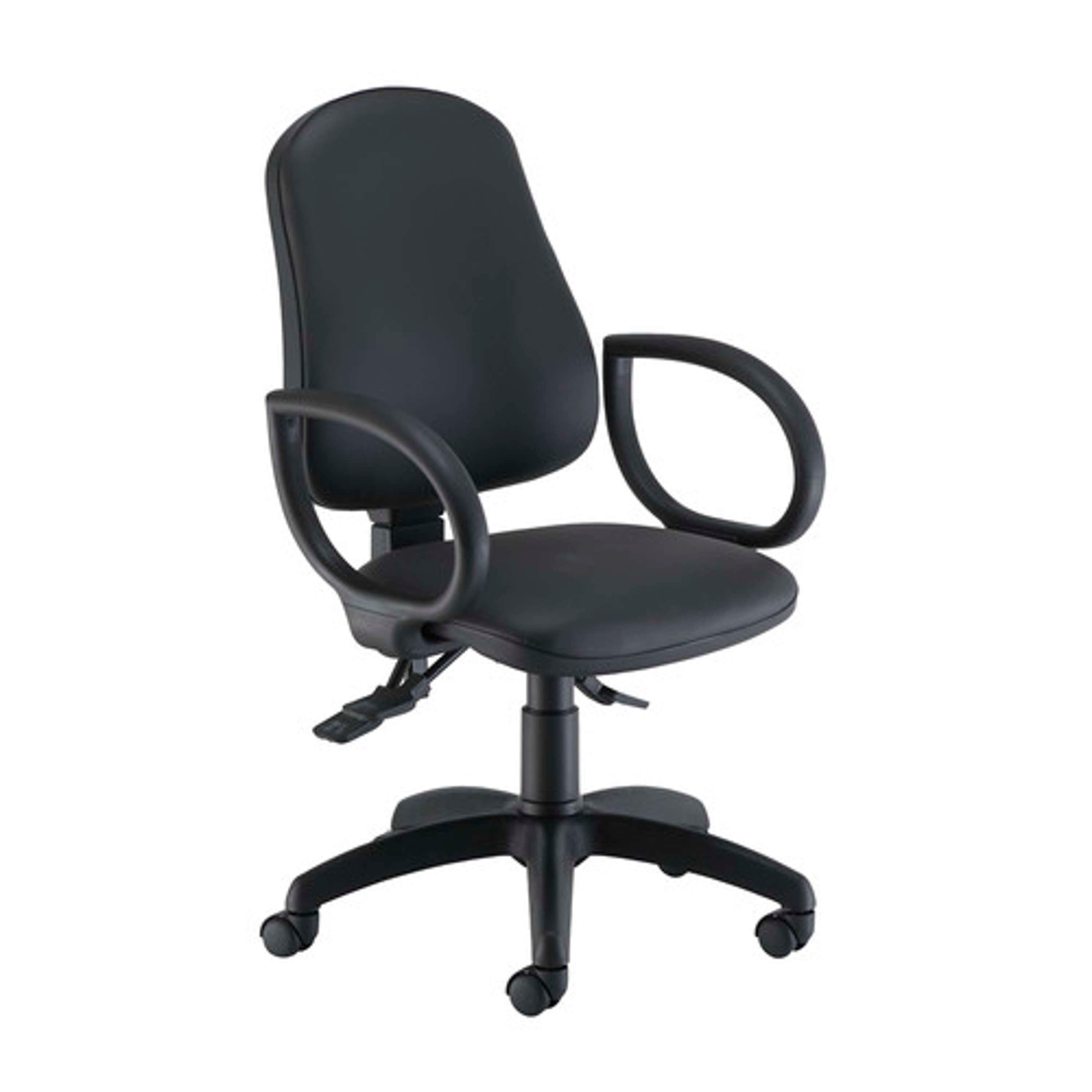 Calypso Ergo 2 Lever Office Chair with Lumbar Pump | Fixed Arms | Black PU
