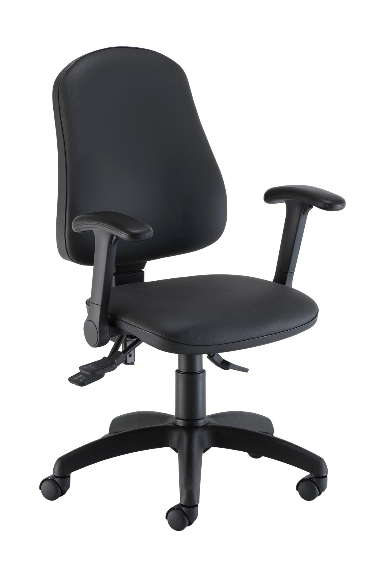 Calypso Ergo 2 Lever Office Chair with Lumbar Pump | Folding Arms | Black PU