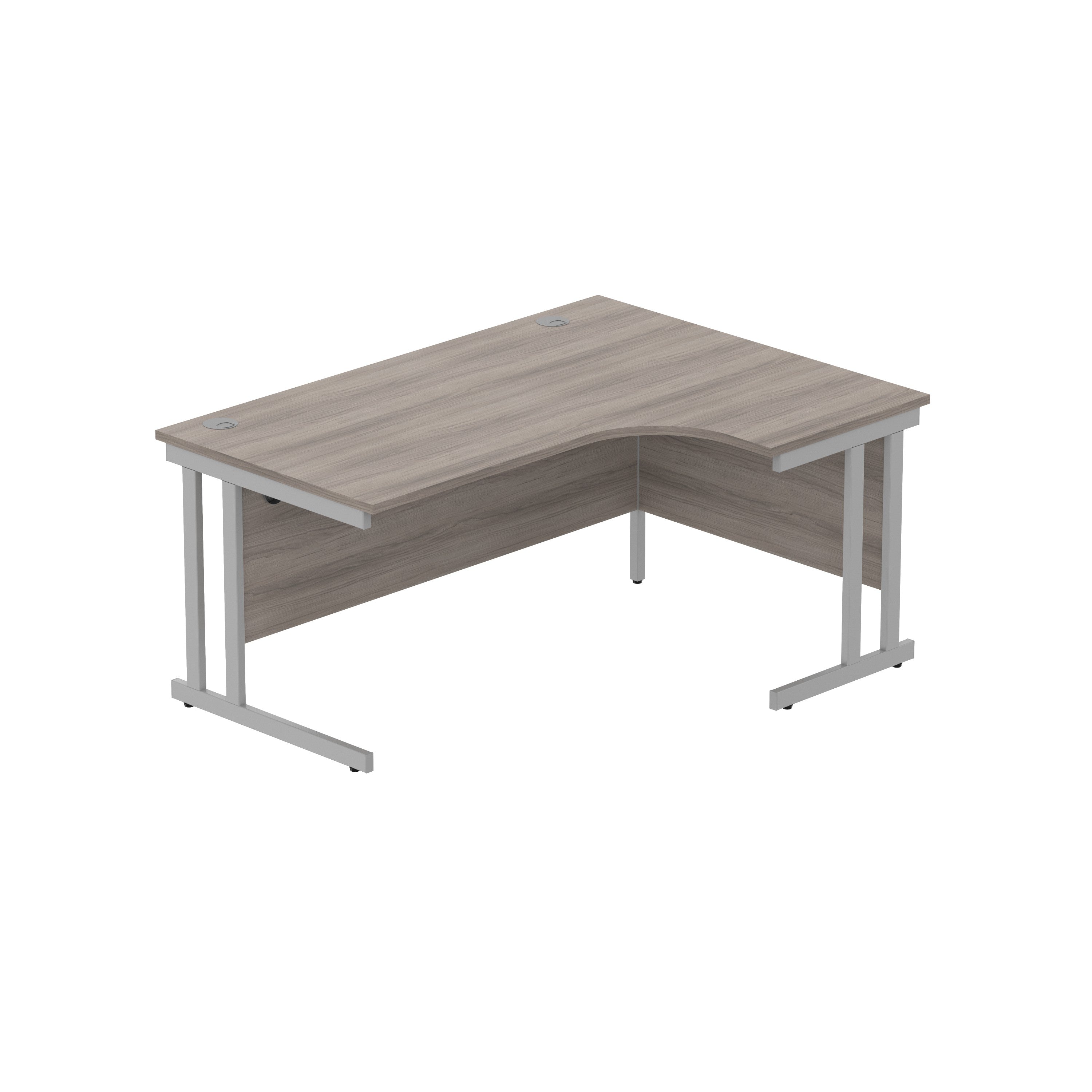 Office Right Hand Corner Desk with Steel Double Upright Cantilever Frame (FSC) | 1600X1200 | Alaskan Grey Oak/Silver