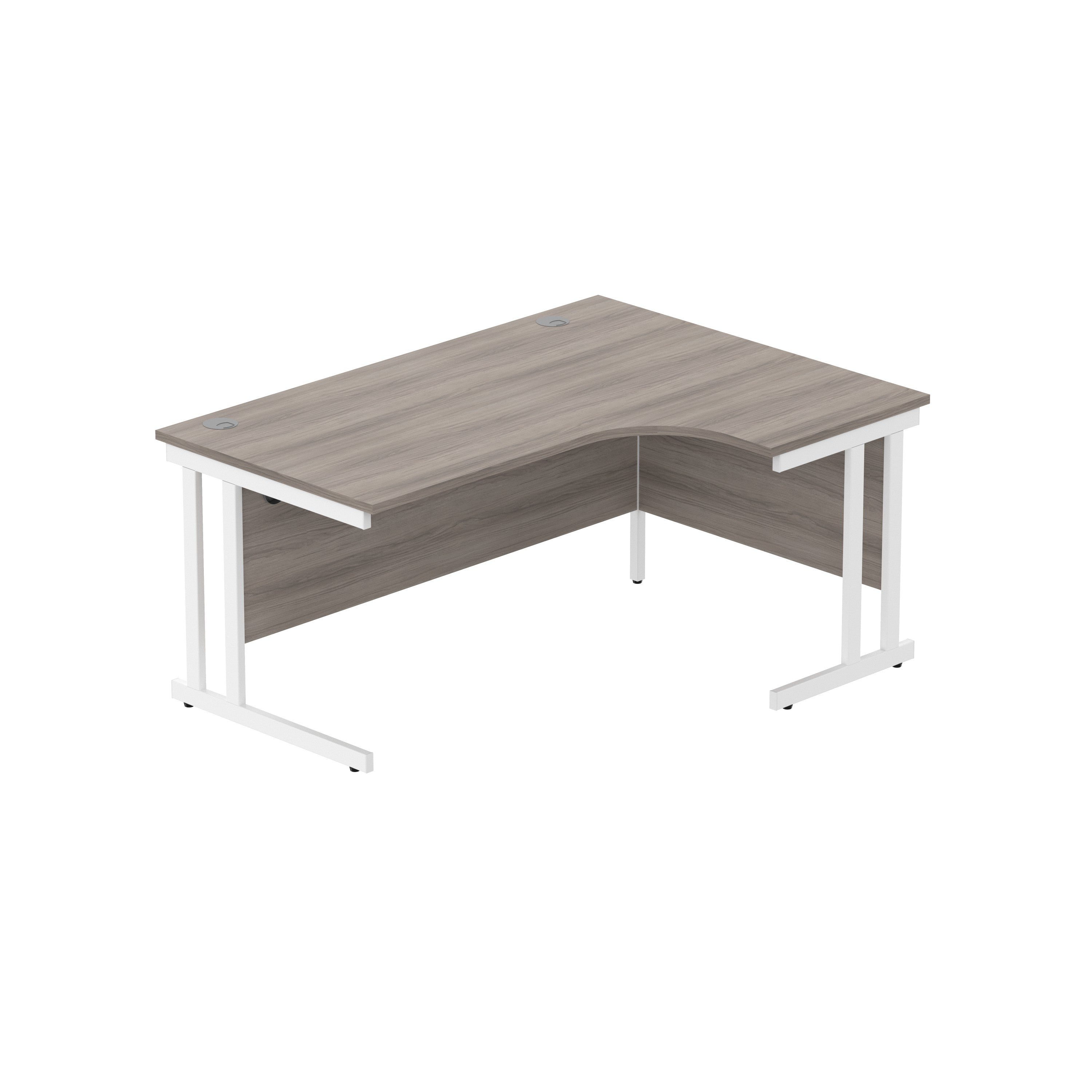 Office Right Hand Corner Desk with Steel Double Upright Cantilever Frame (FSC) | 1600X1200 | Alaskan Grey Oak/White