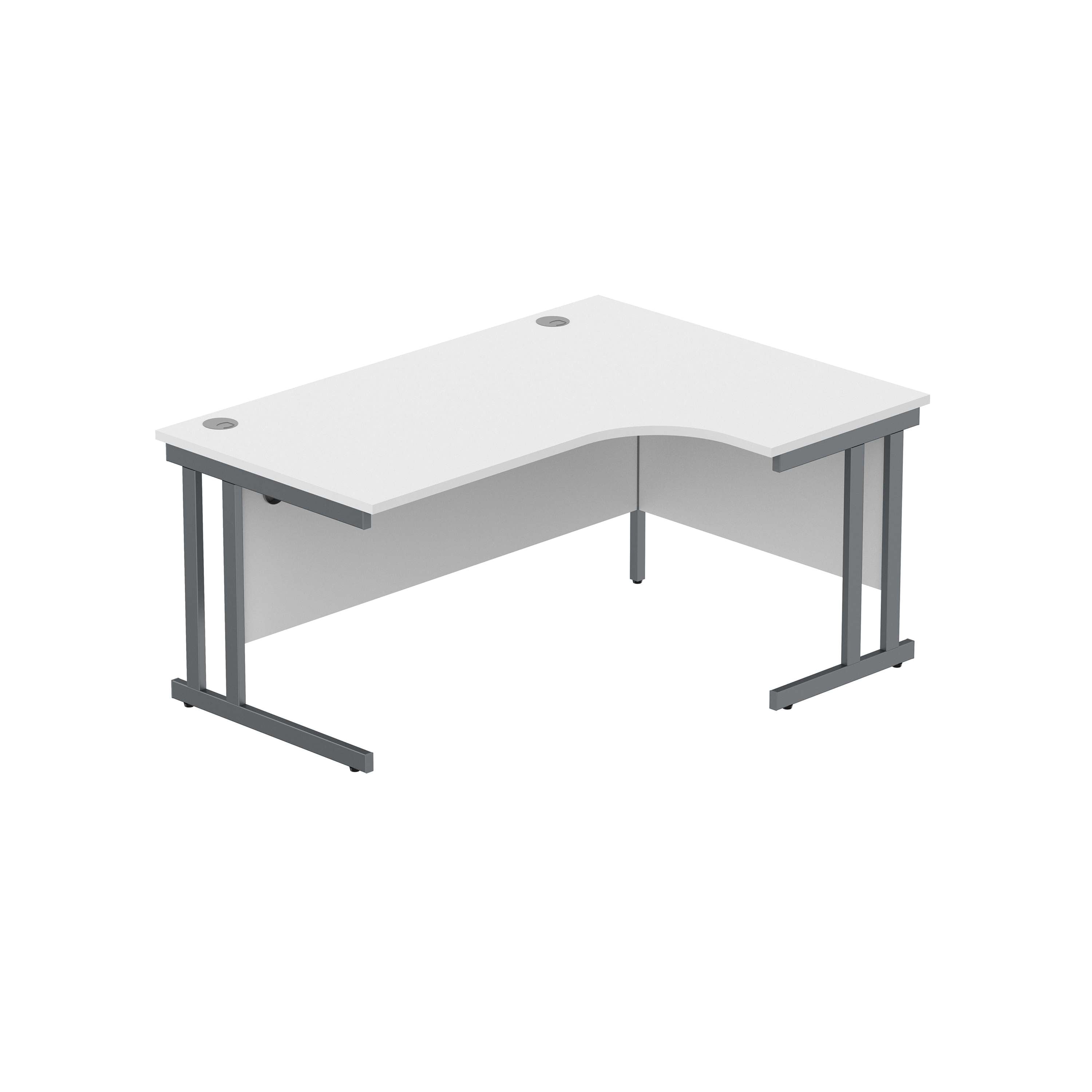 Office Right Hand Corner Desk with Steel Double Upright Cantilever Frame (FSC) | 1600X1200 | Arctic White/Graphite