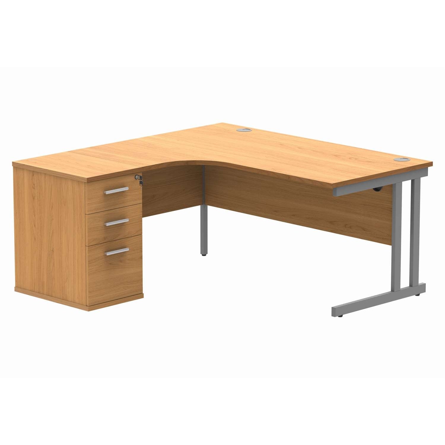 Double Upright Left Hand Radial Desk + Desk High Pedestal (FSC)