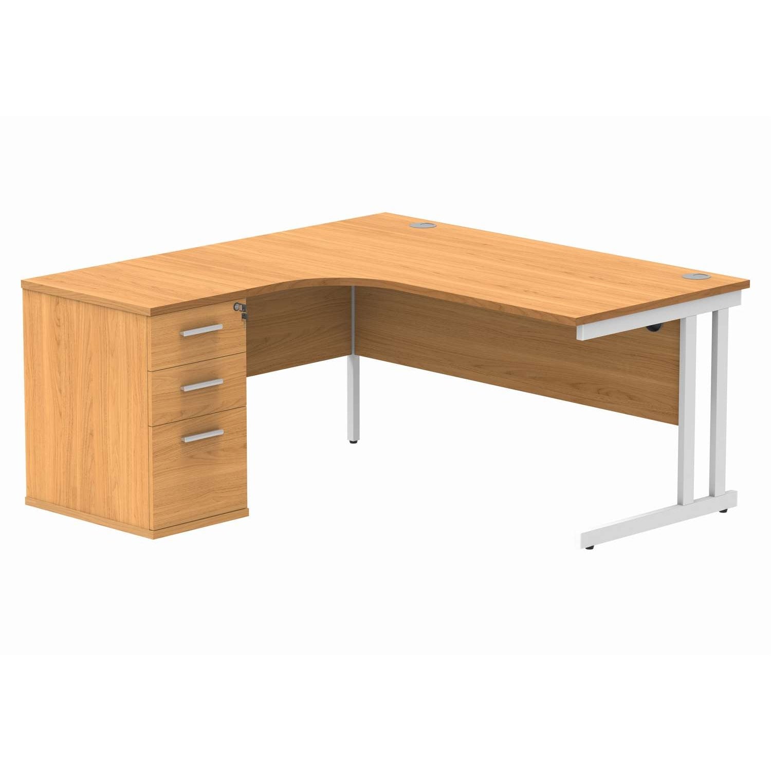 Double Upright Left Hand Radial Desk + Desk High Pedestal (FSC)