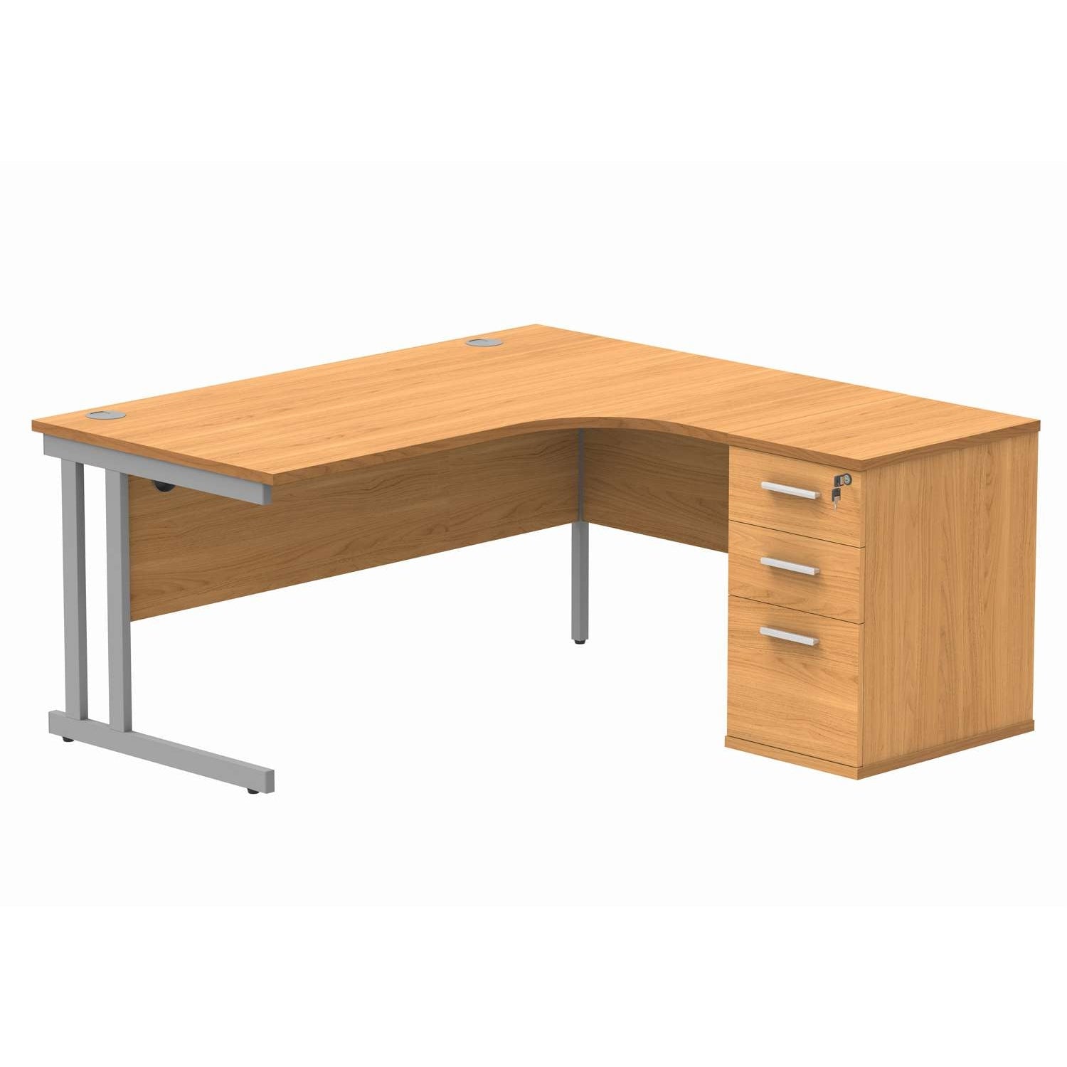 Double Upright Right Hand Radial Desk + Desk High Pedestal (FSC)