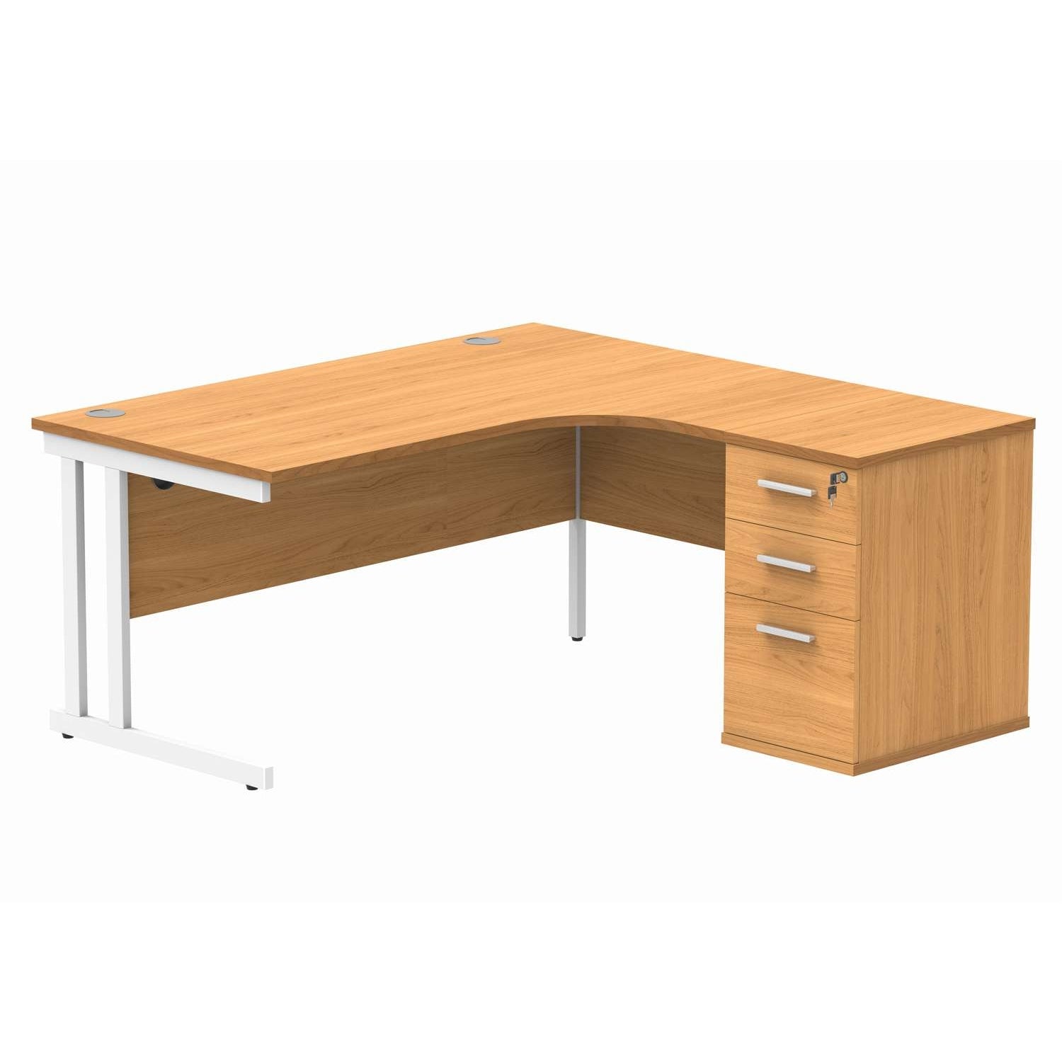 Double Upright Right Hand Radial Desk + Desk High Pedestal (FSC)