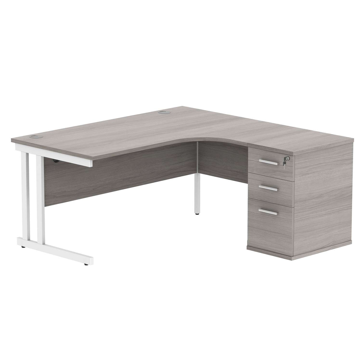 Double Upright Right Hand Radial Desk + Desk High Pedestal (FSC)