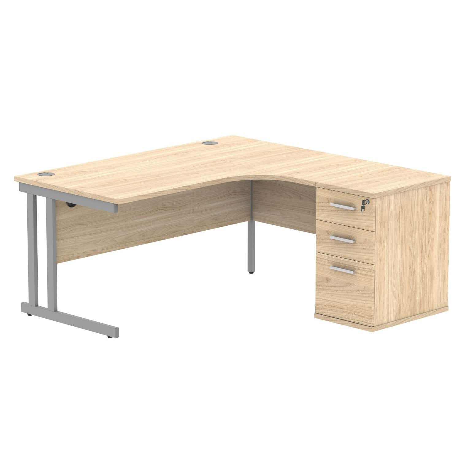 Double Upright Right Hand Radial Desk + Desk High Pedestal (FSC)