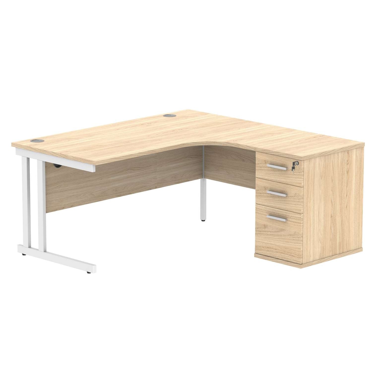 Double Upright Right Hand Radial Desk + Desk High Pedestal (FSC)