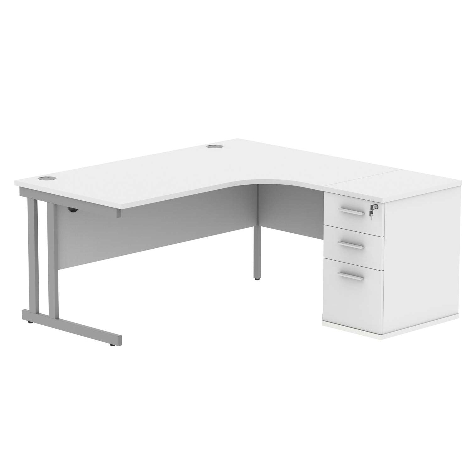 Double Upright Right Hand Radial Desk + Desk High Pedestal (FSC)