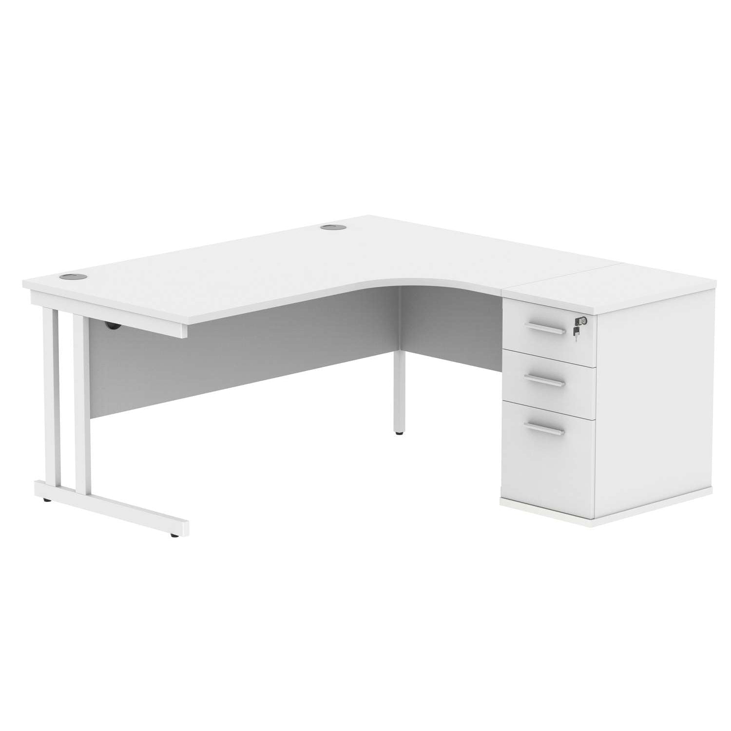 Double Upright Right Hand Radial Desk + Desk High Pedestal (FSC)