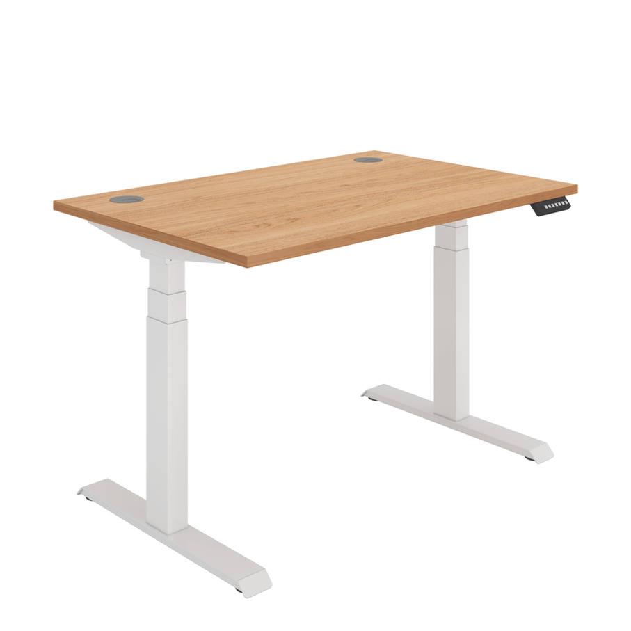 Office Rectangular Dual Motor Sit Stand Desk (FSC) | 1200X800 | Beech/White