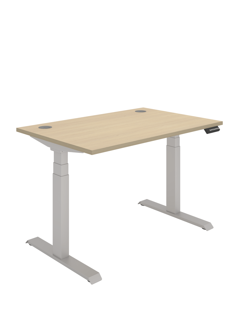 Office Rectangular Dual Motor Sit Stand Desk (FSC) | 1200X800 | Oak/Silver