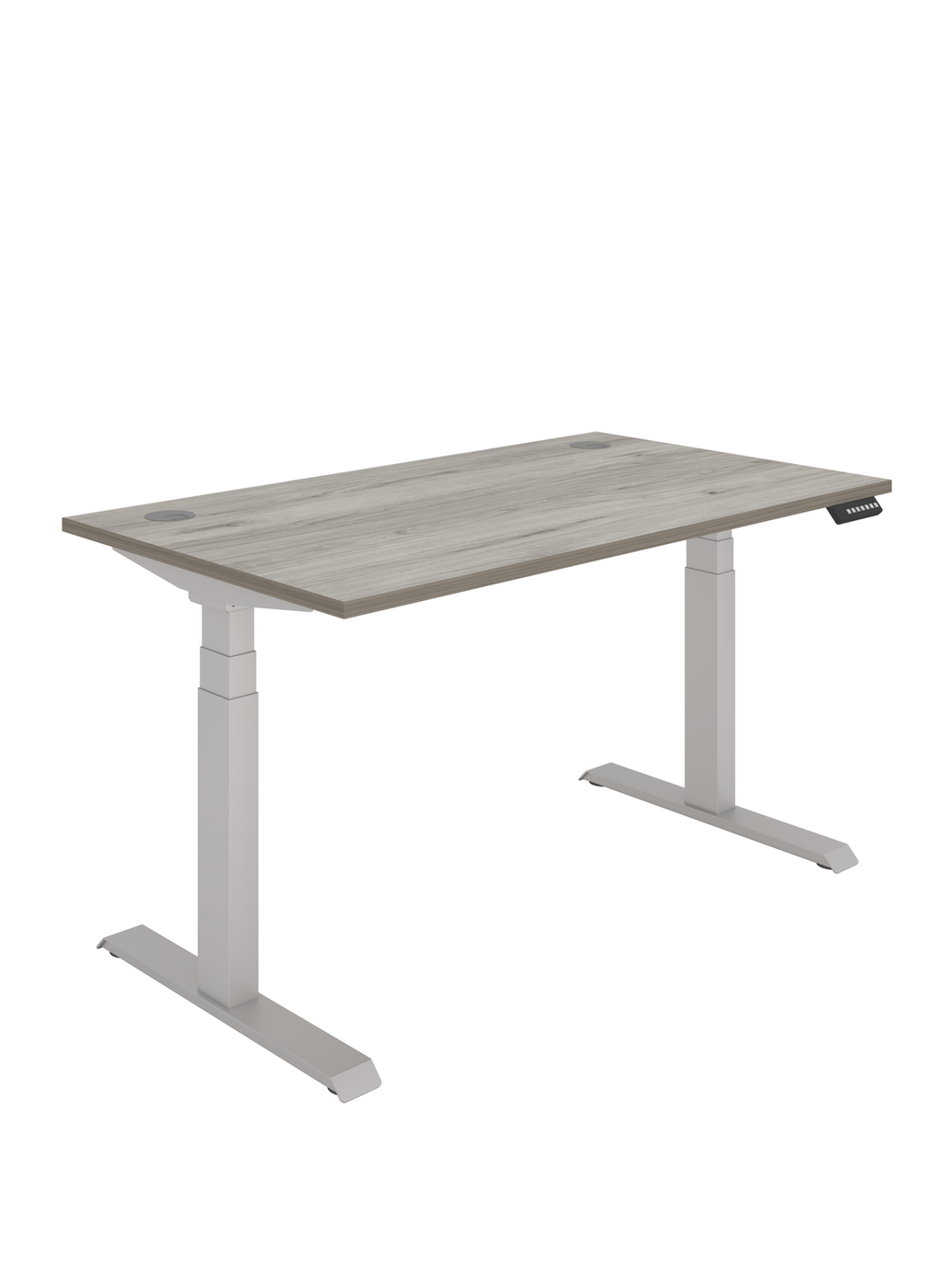 Office Rectangular Dual Motor Sit Stand Desk (FSC) | 1400X800 | Grey Oak/Silver