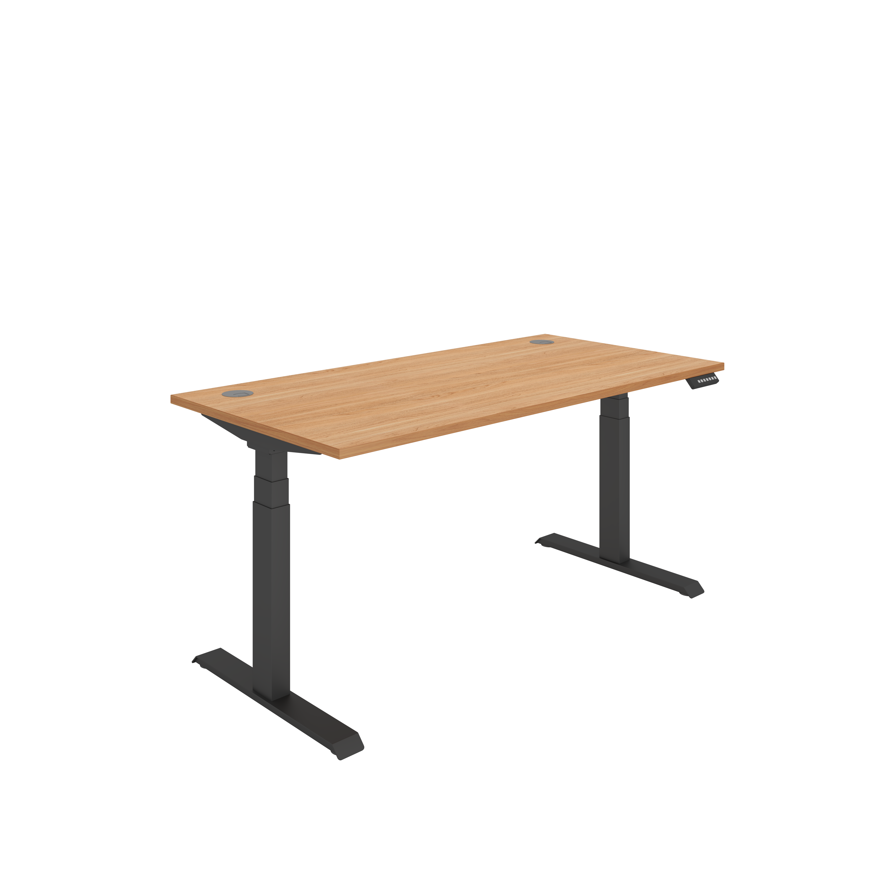 Office Rectangular Dual Motor Sit Stand Desk (FSC) | 1600X800 | Beech/Black