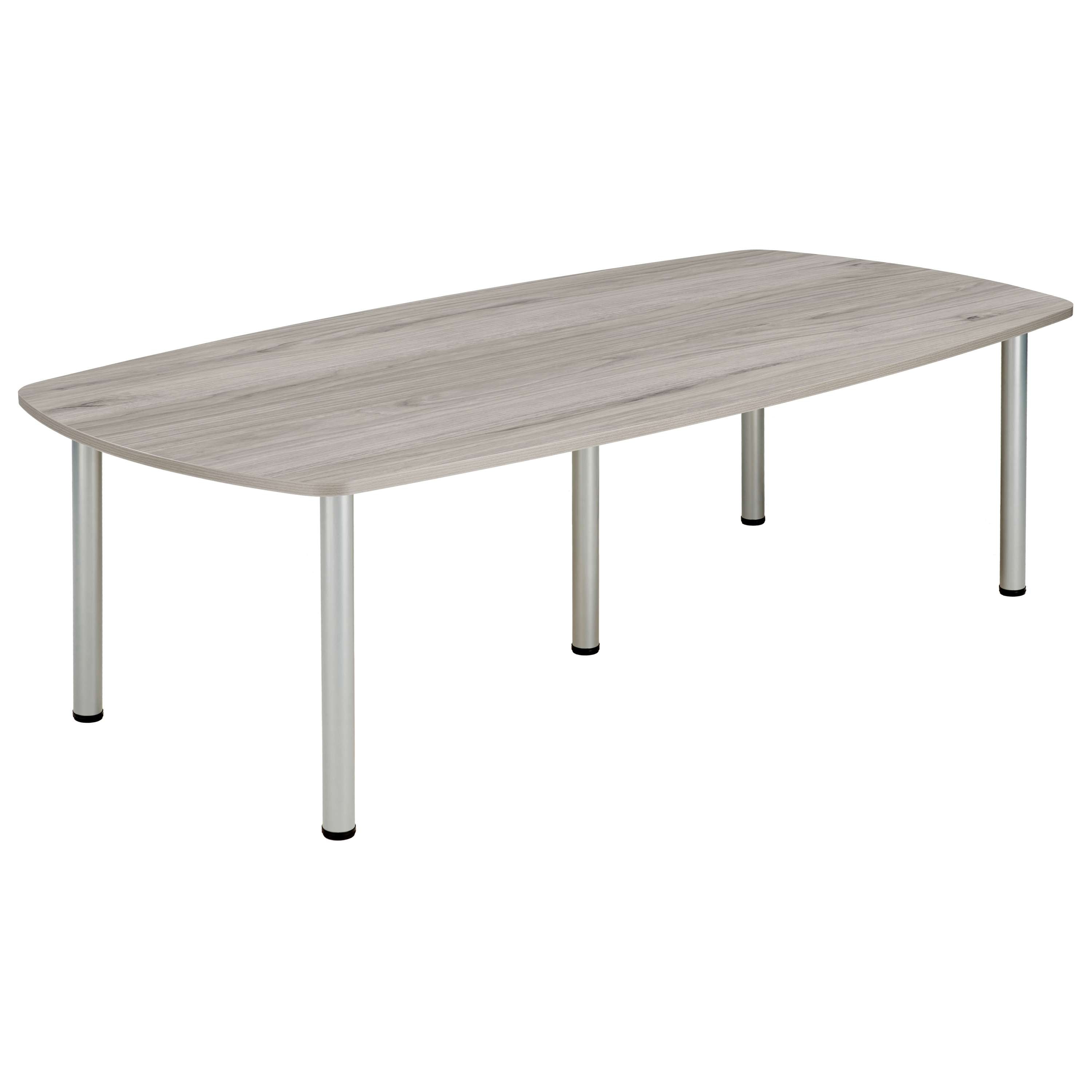 Core Pole Leg Barrel Shaped Meeting Table (Fsc) | 2400X1000 | Alaskan Grey Oak