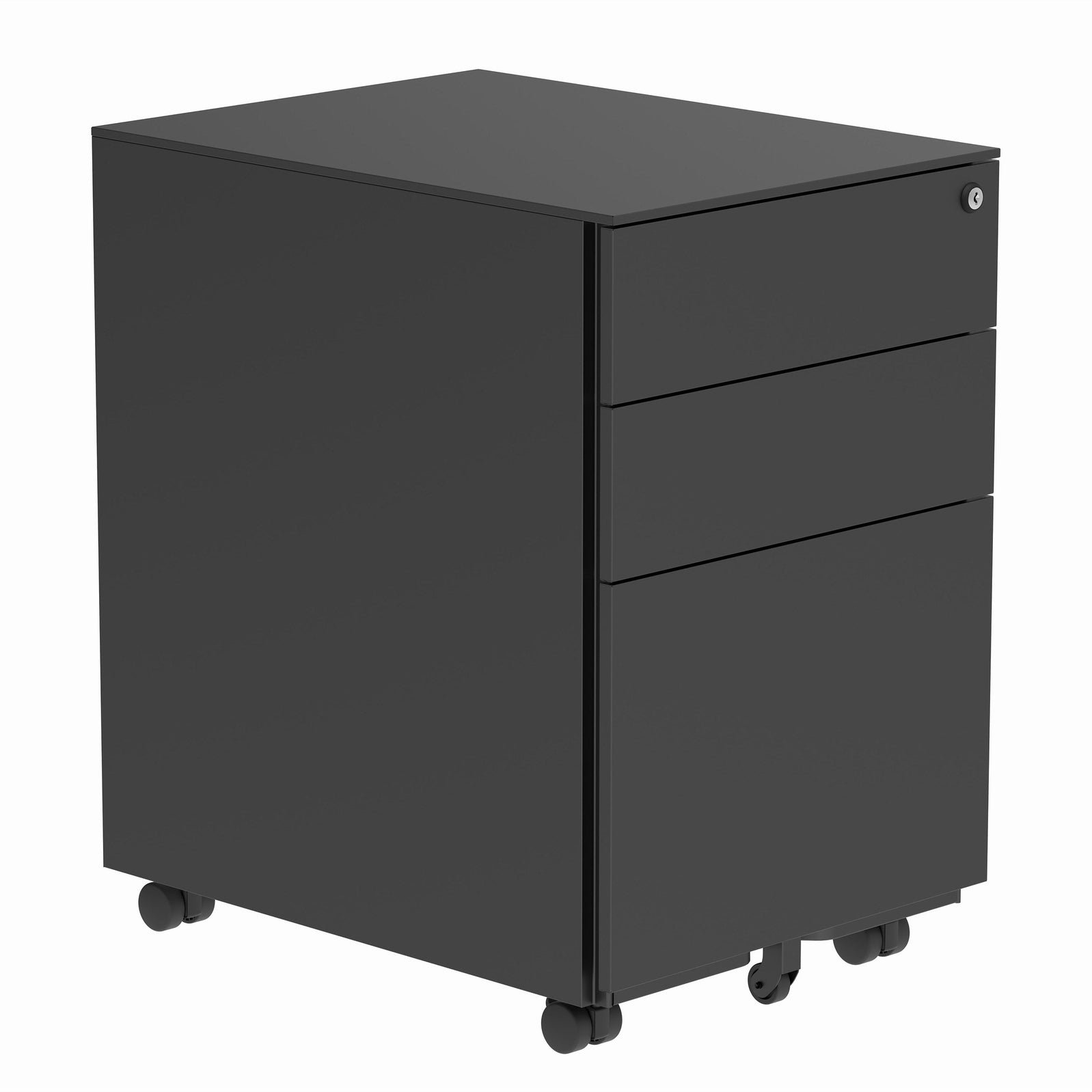 Steel Mobile Under Desk Office Storage Unit | 3 Drawers | Black