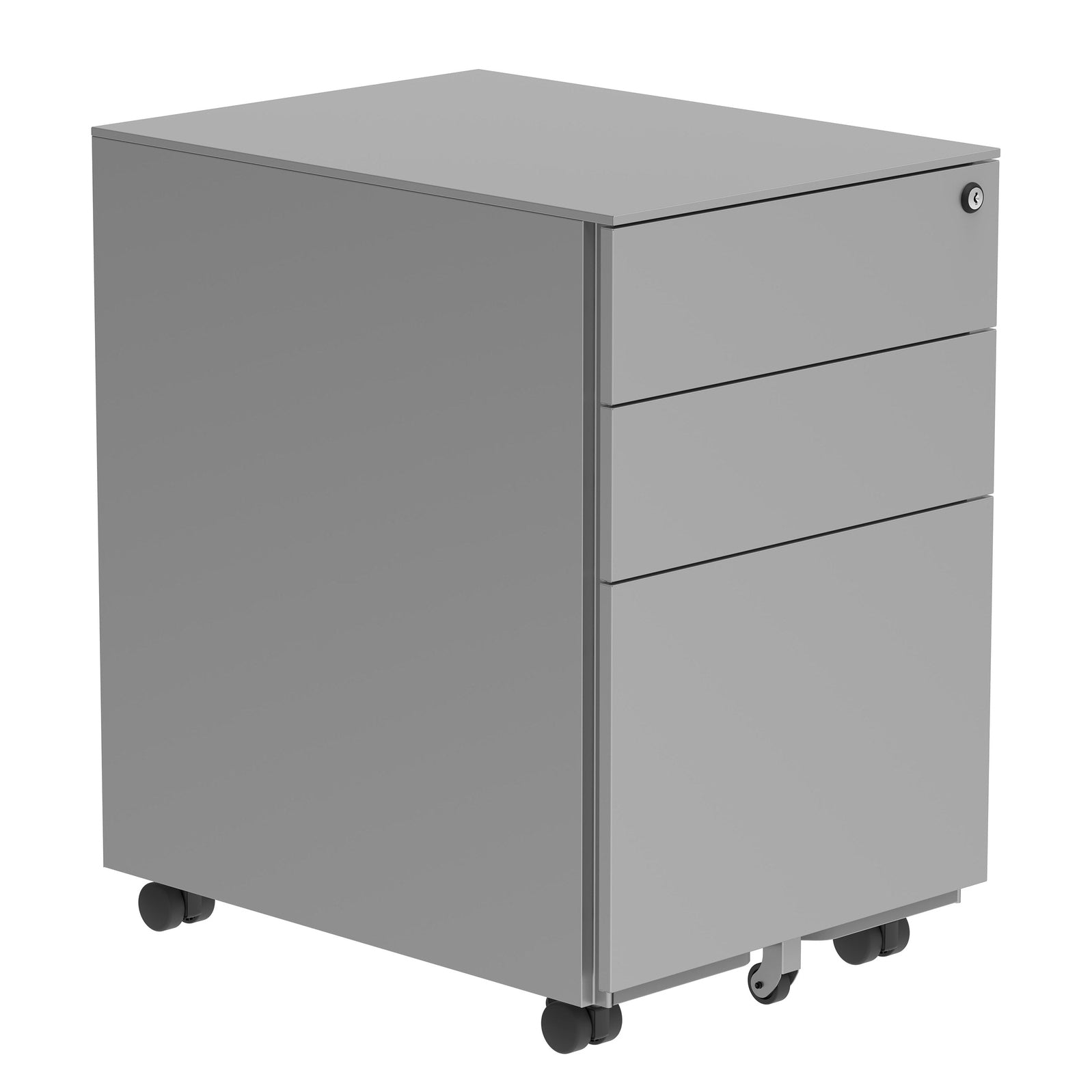 Steel Mobile Under Desk Office Storage Unit | 3 Drawers | Silver