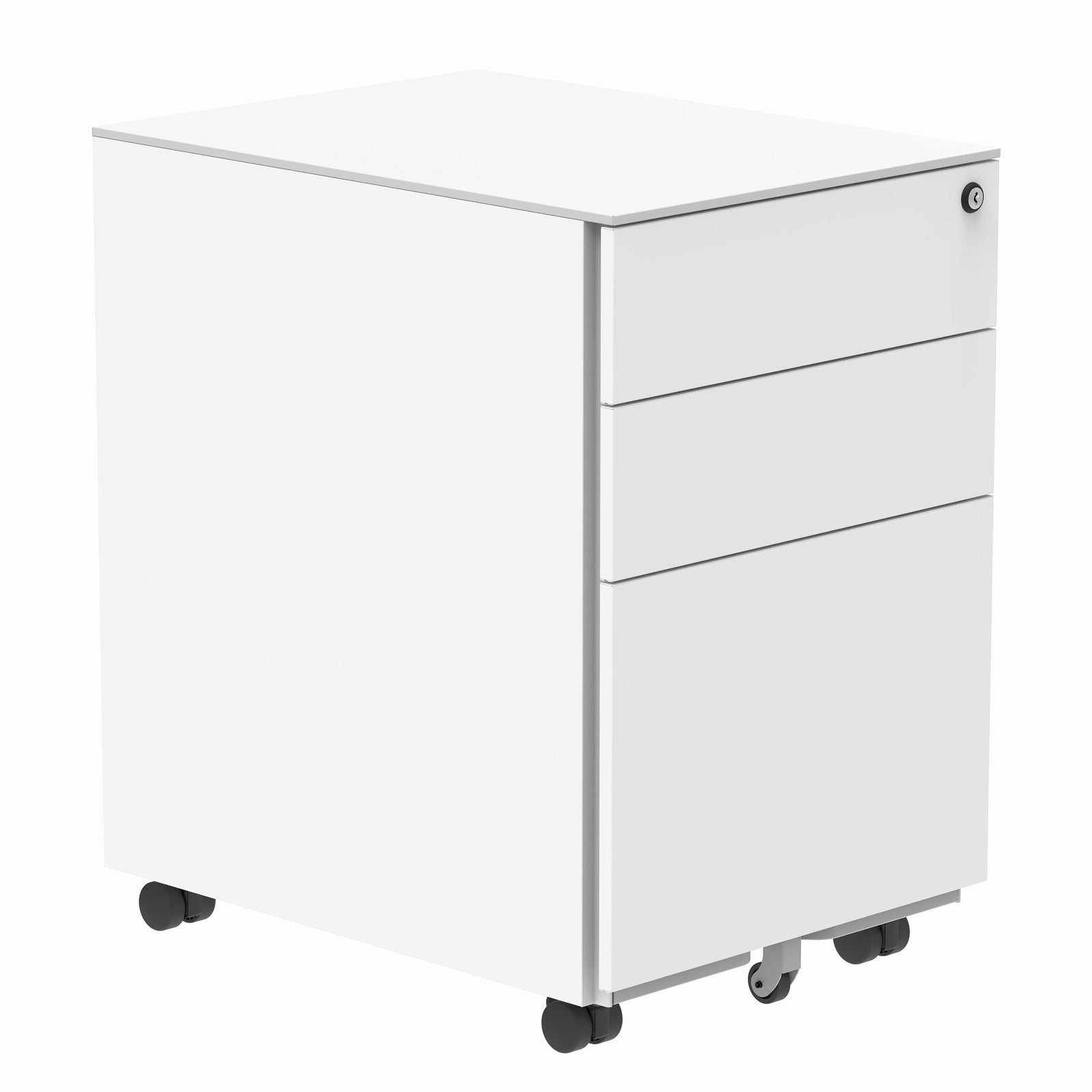 Steel Mobile Under Desk Office Storage Unit | 3 Drawers | White