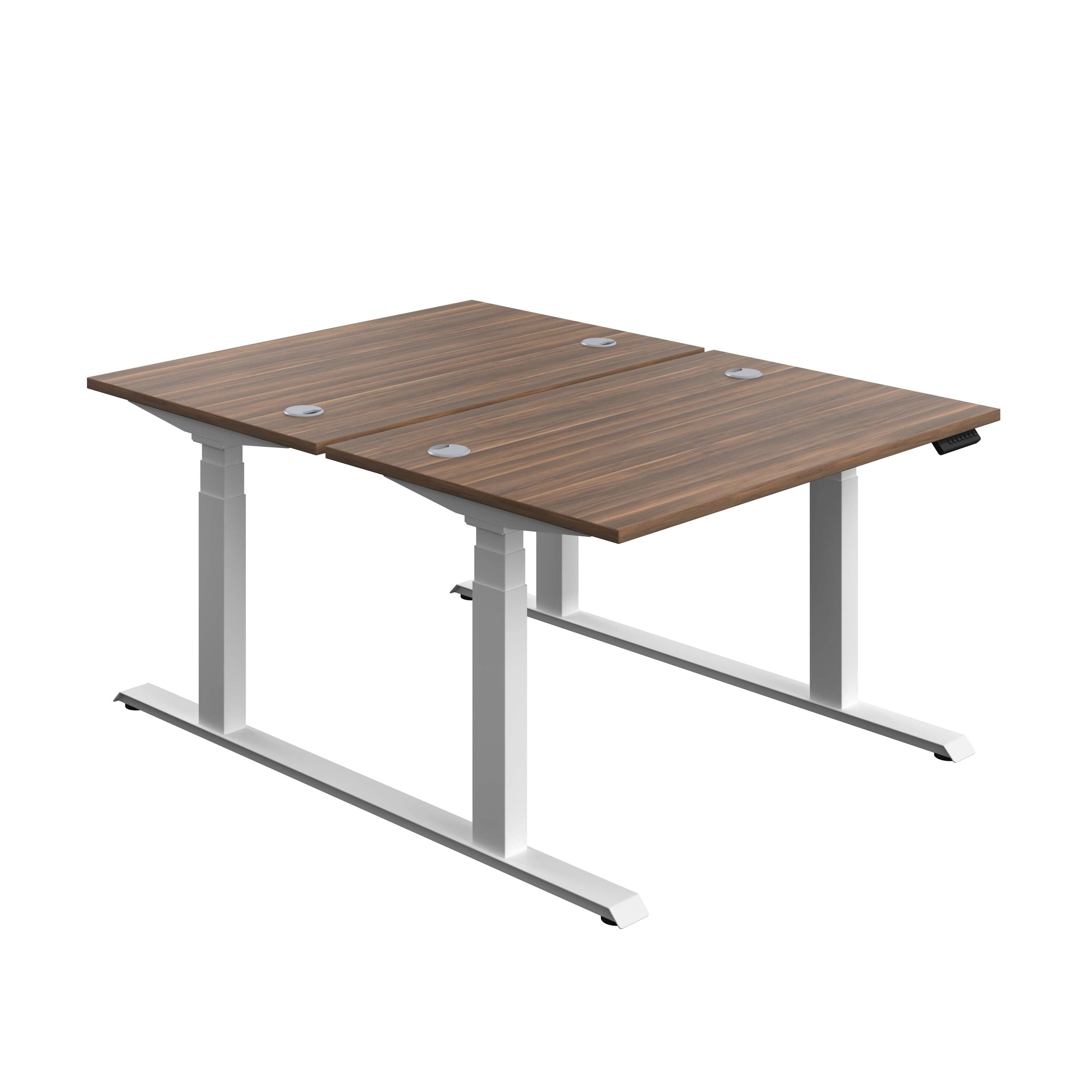 Economy Back To Back Sit Stand Desk (FSC) | 1200 X 800 | Dark Walnut/White