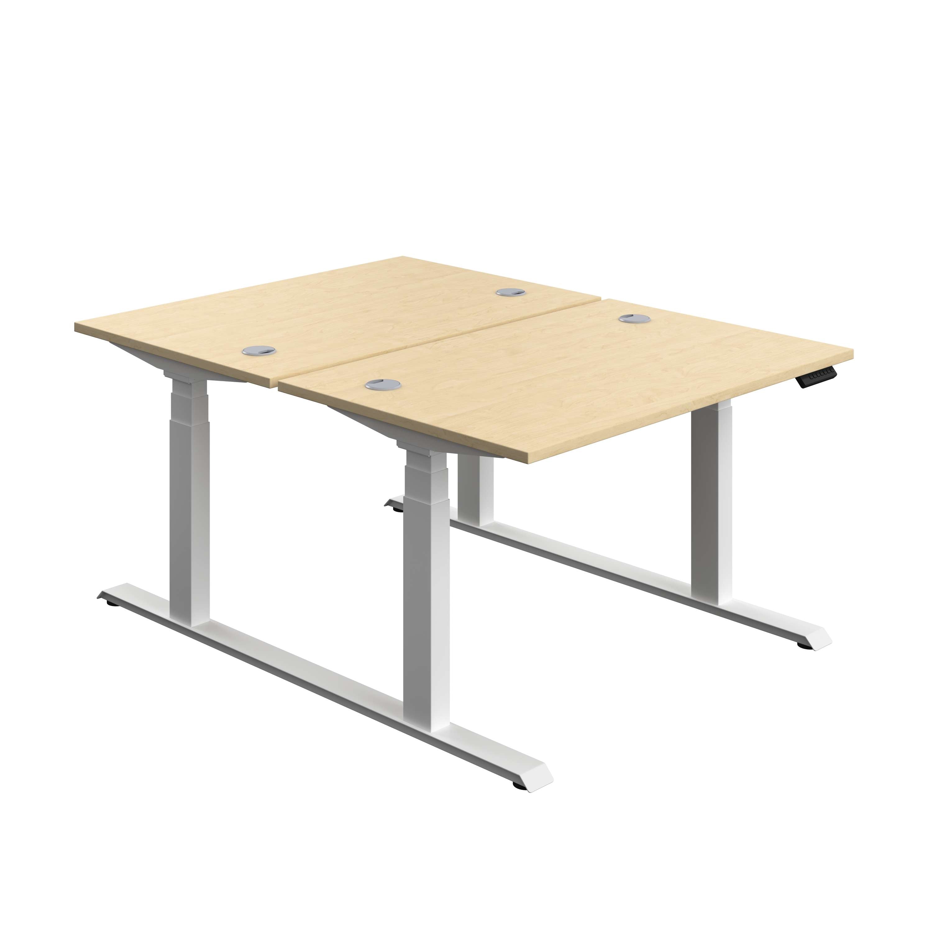 Economy Back To Back Sit Stand Desk (FSC) | 1200 X 800 | Maple/White