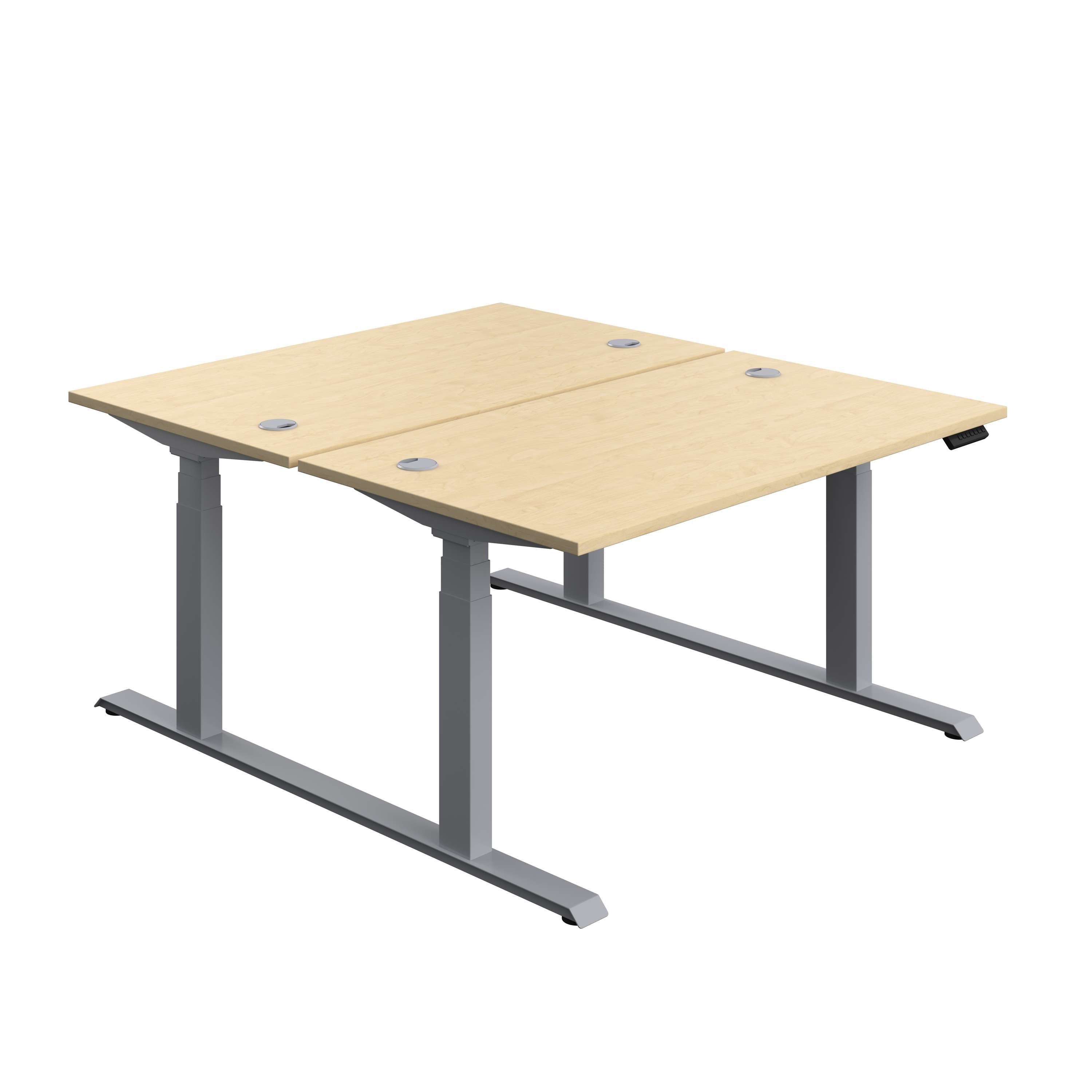 Economy Back To Back Sit Stand Desk (FSC) | 1400 X 800 | Maple/Silver