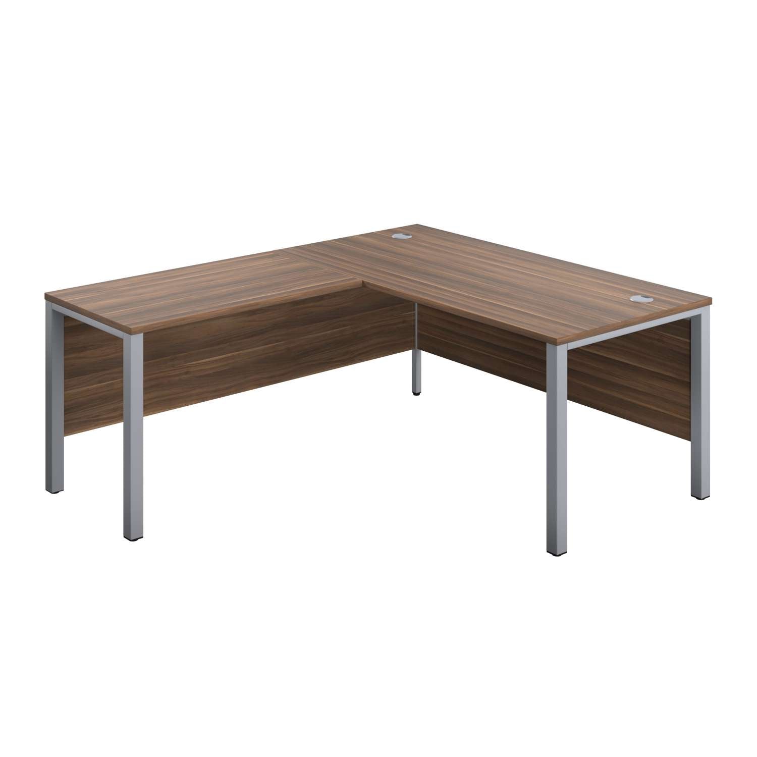 Goal Post Left Hand Return Desk (FSC) | 1600X800 | Dark Walnut/Silver