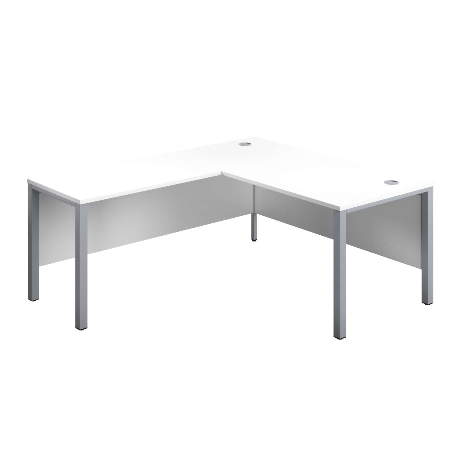 Goal Post Left Hand Return Desk (FSC) | 1600X800 | White/Silver