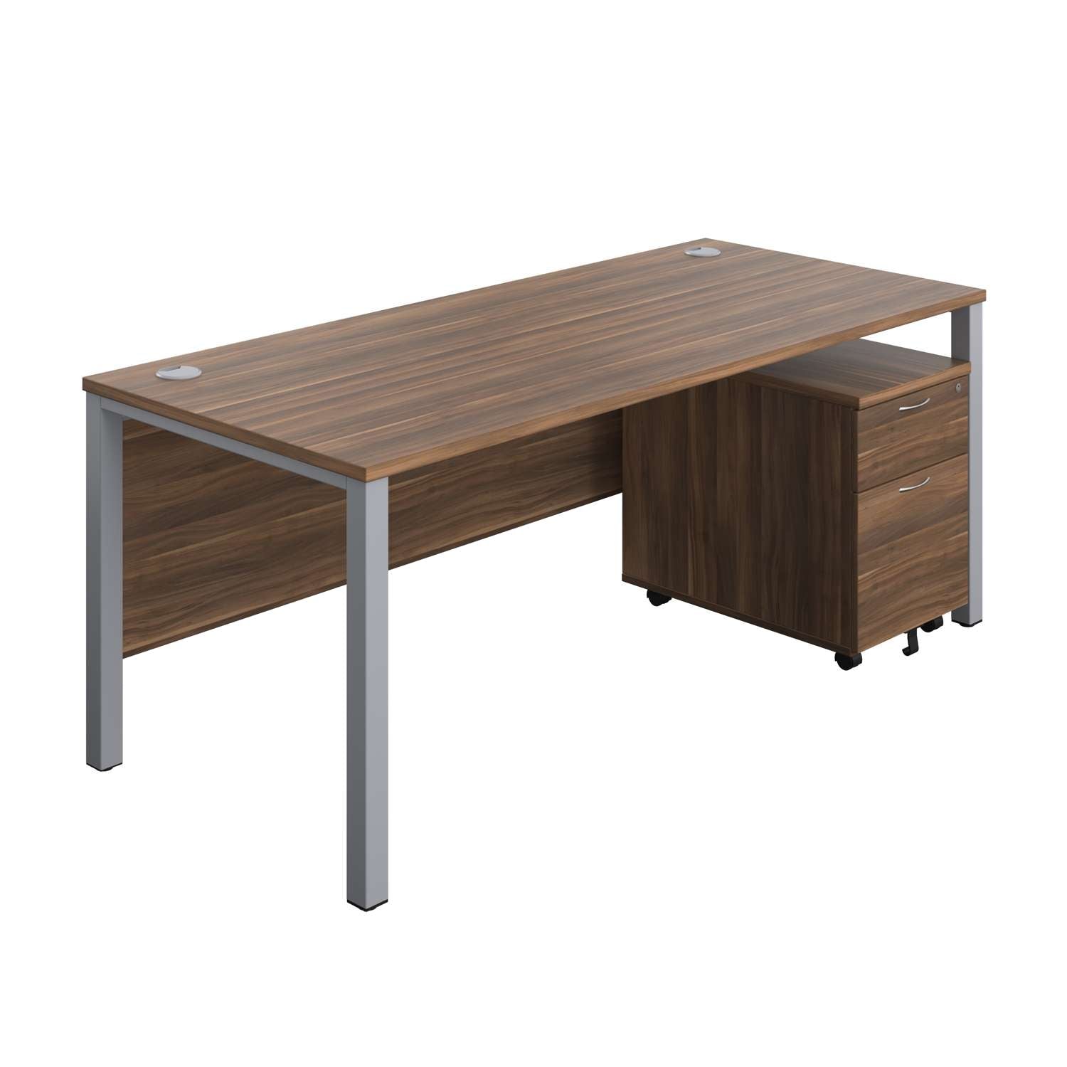 Goal Post Rectangular Desk + 2 Drawer Mobile Pedestal (FSC)