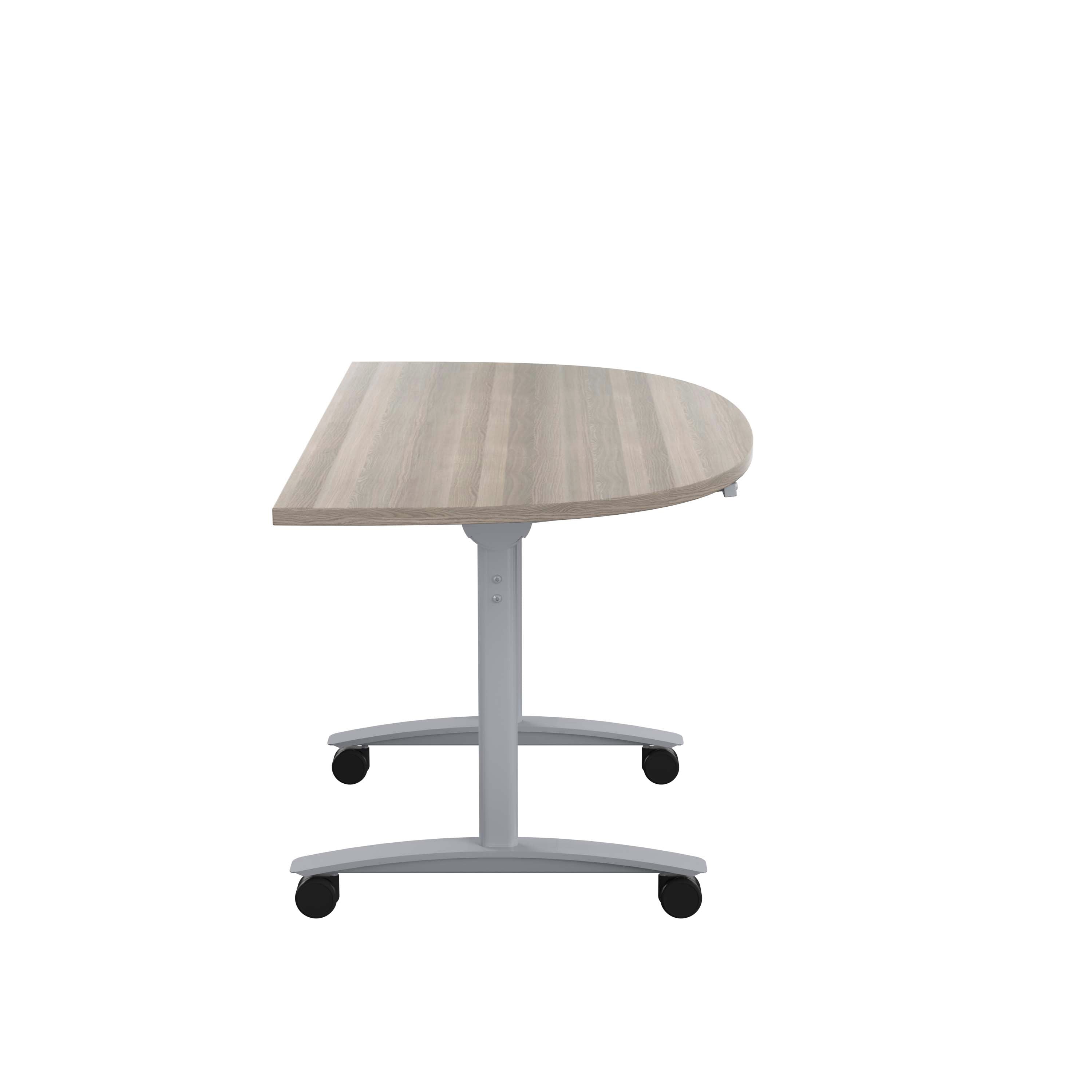 One D-End Tilting Table (FSC) | 1400 X 700 | Grey Oak/Silver