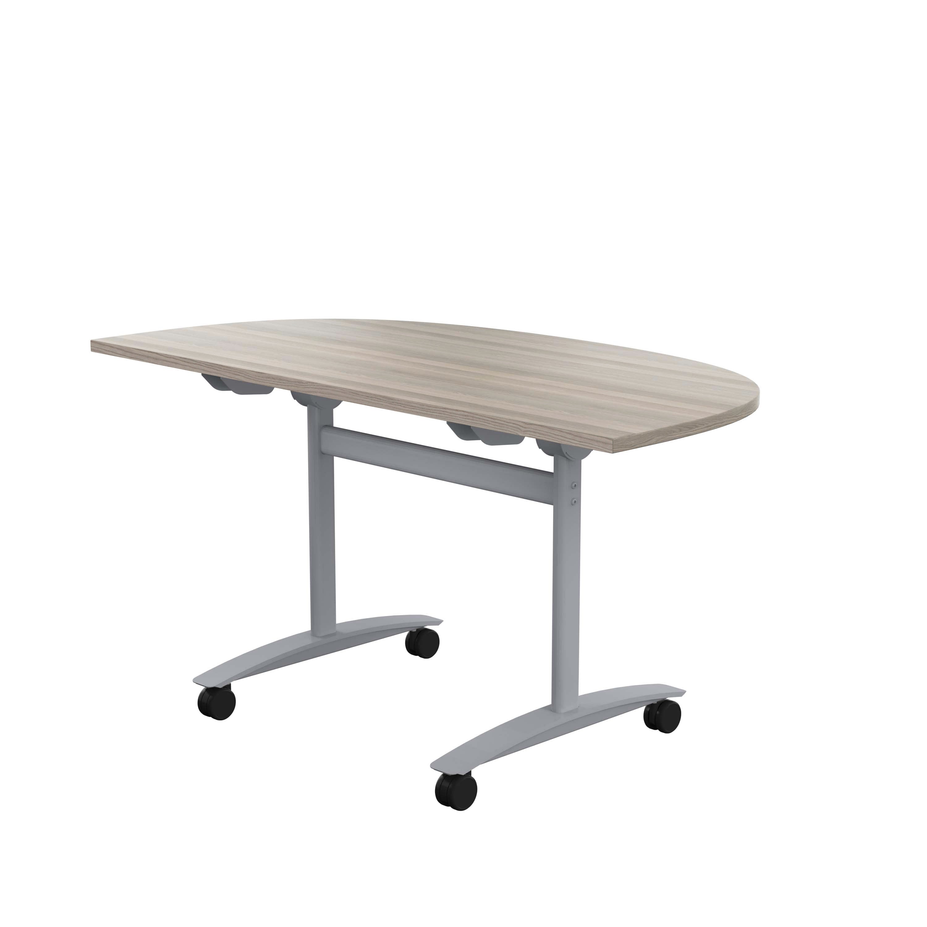 One D-End Tilting Table (FSC) | 1400 X 700 | Grey Oak/Silver