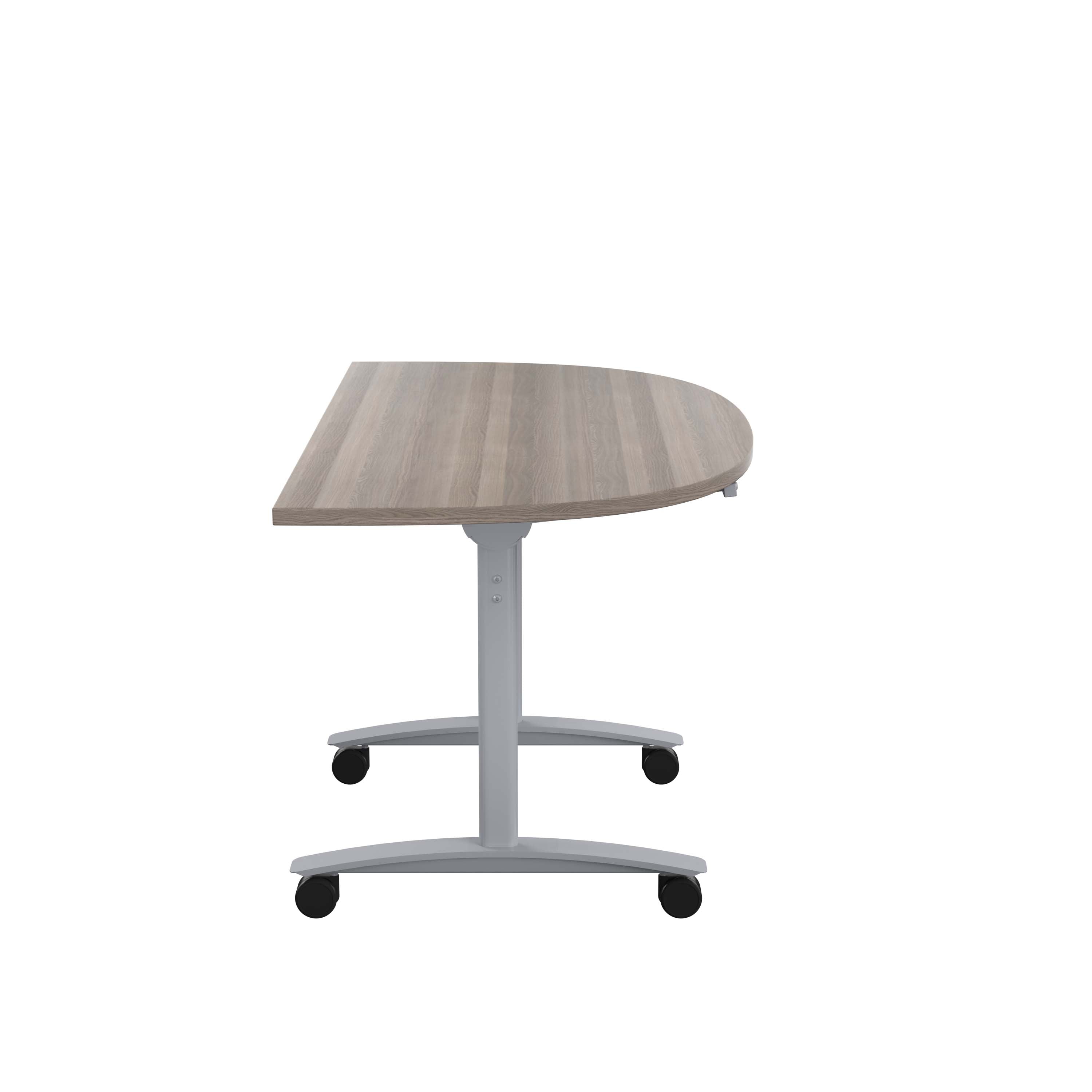 One D-End Tilting Table (FSC) | 1400 X 700 | Grey Oak/Silver