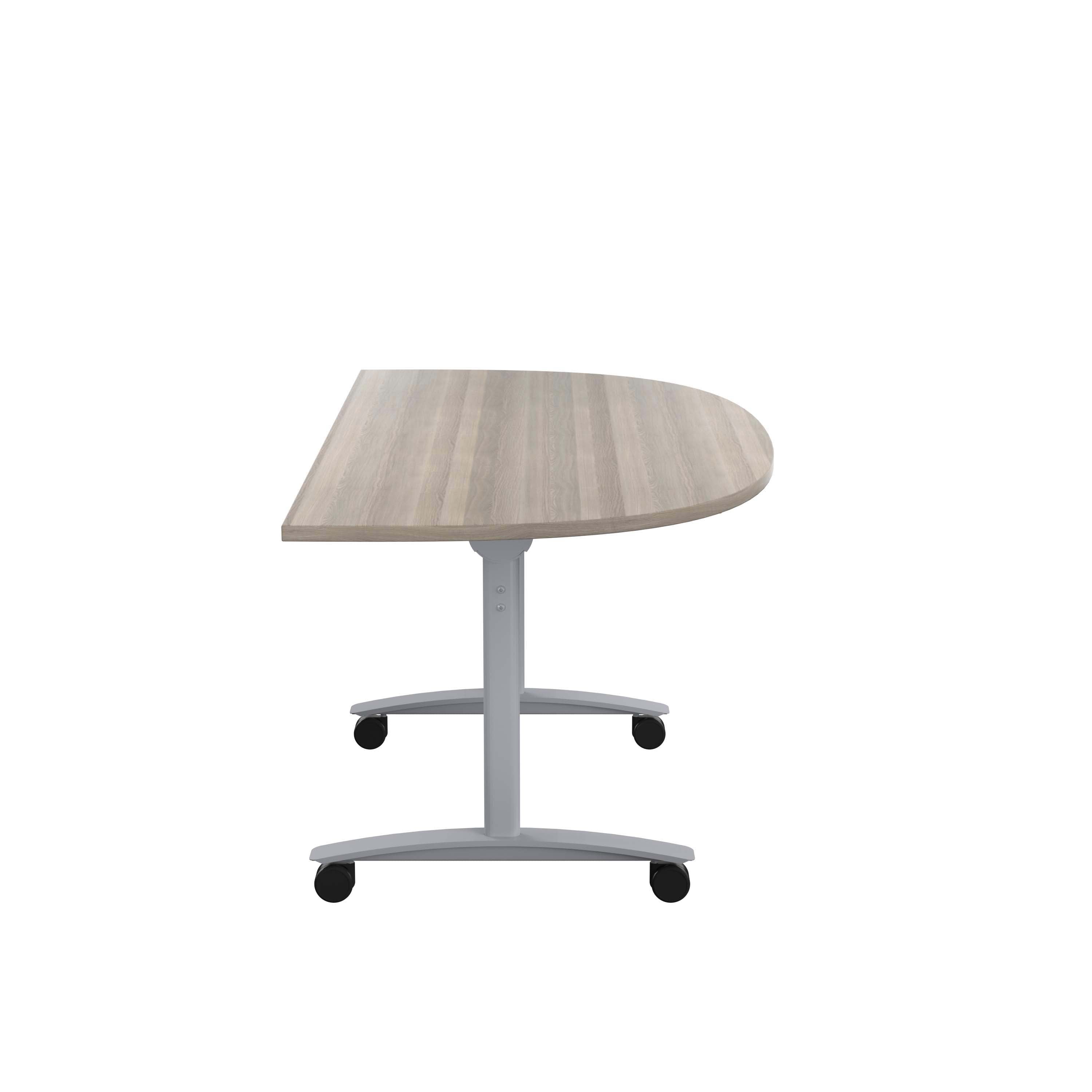 One D-End Tilting Table (FSC) | 1600 X 800 | Grey Oak/Silver