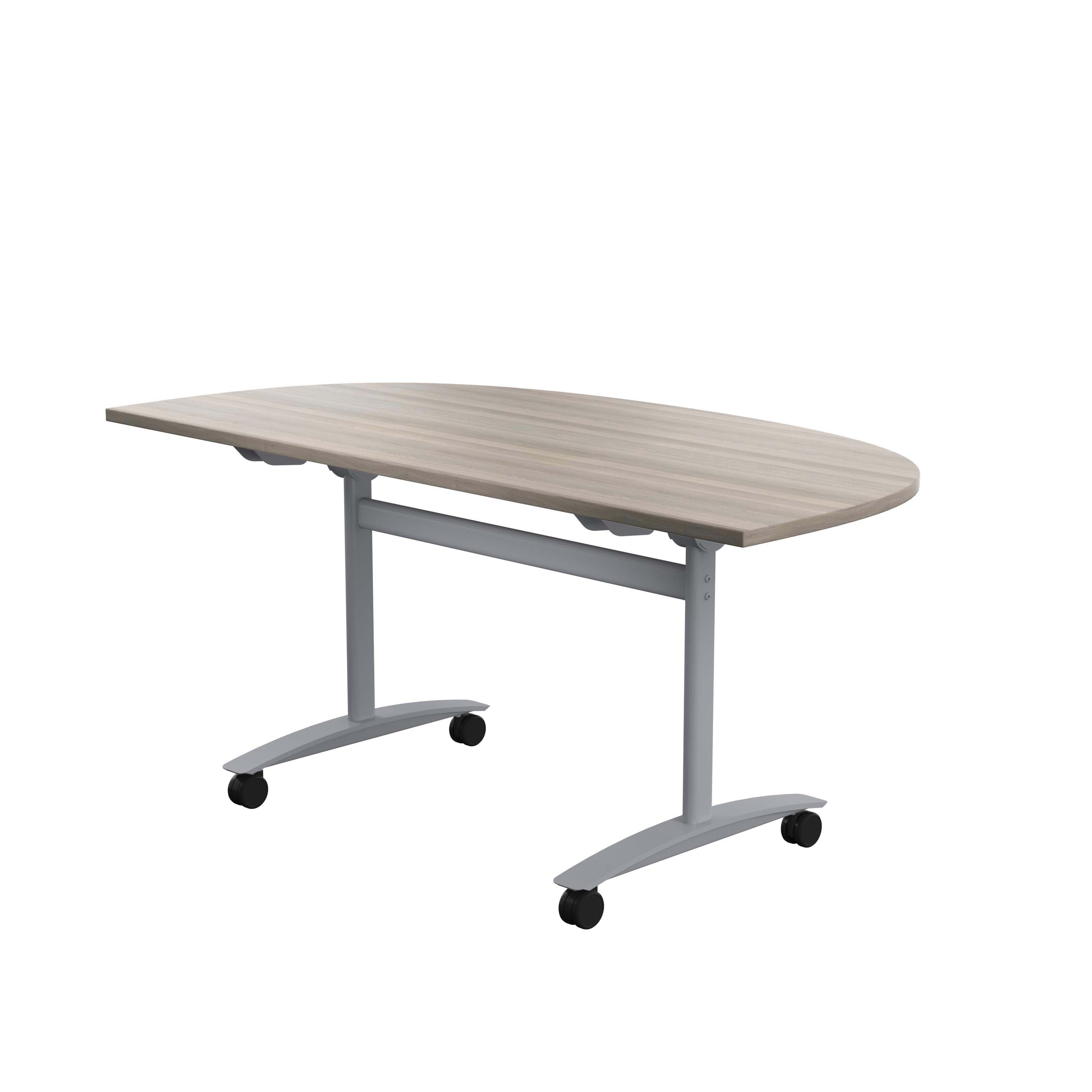 One D-End Tilting Table (FSC) | 1600 X 800 | Grey Oak/Silver