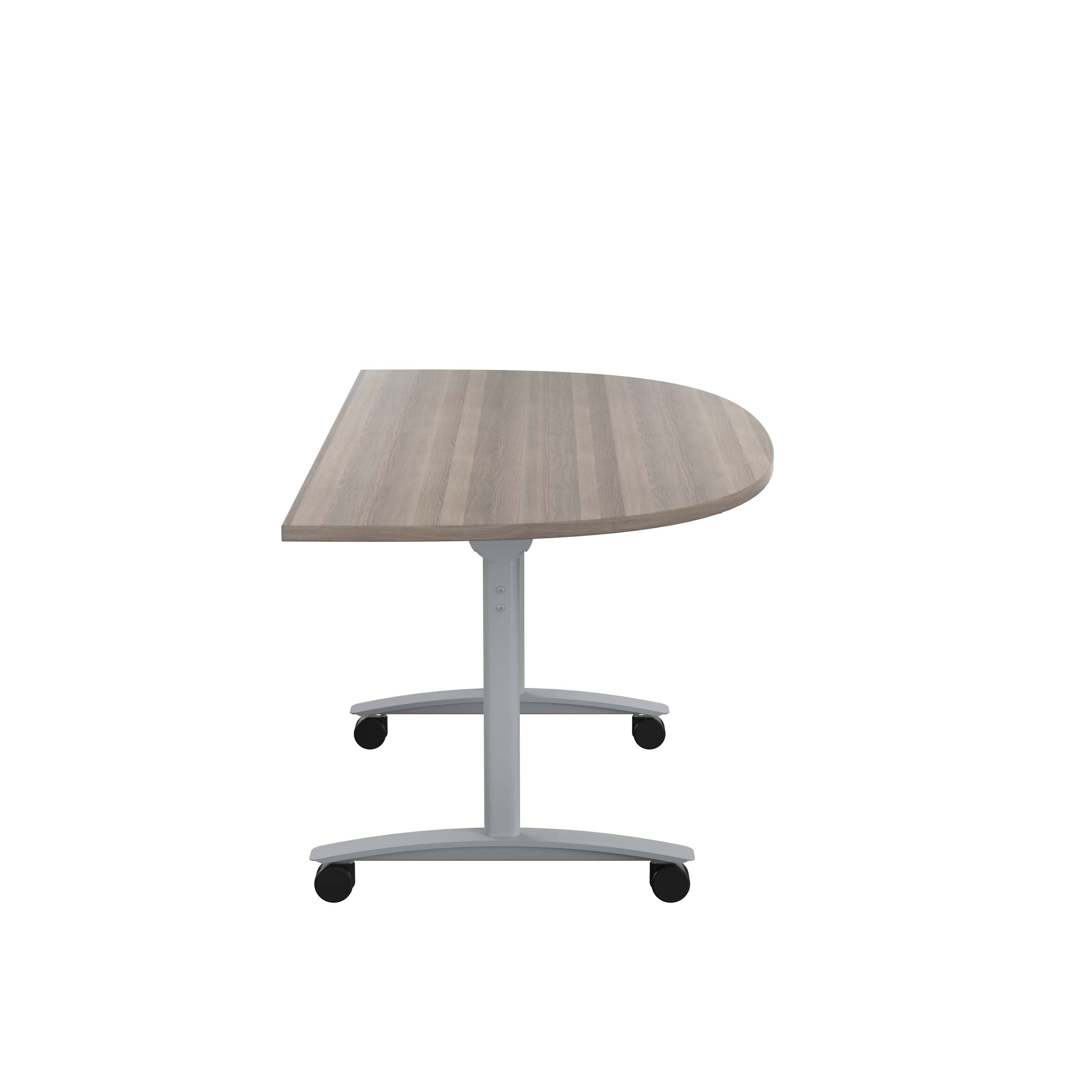 One D-End Tilting Table (FSC) | 1600 X 800 | Grey Oak/Silver