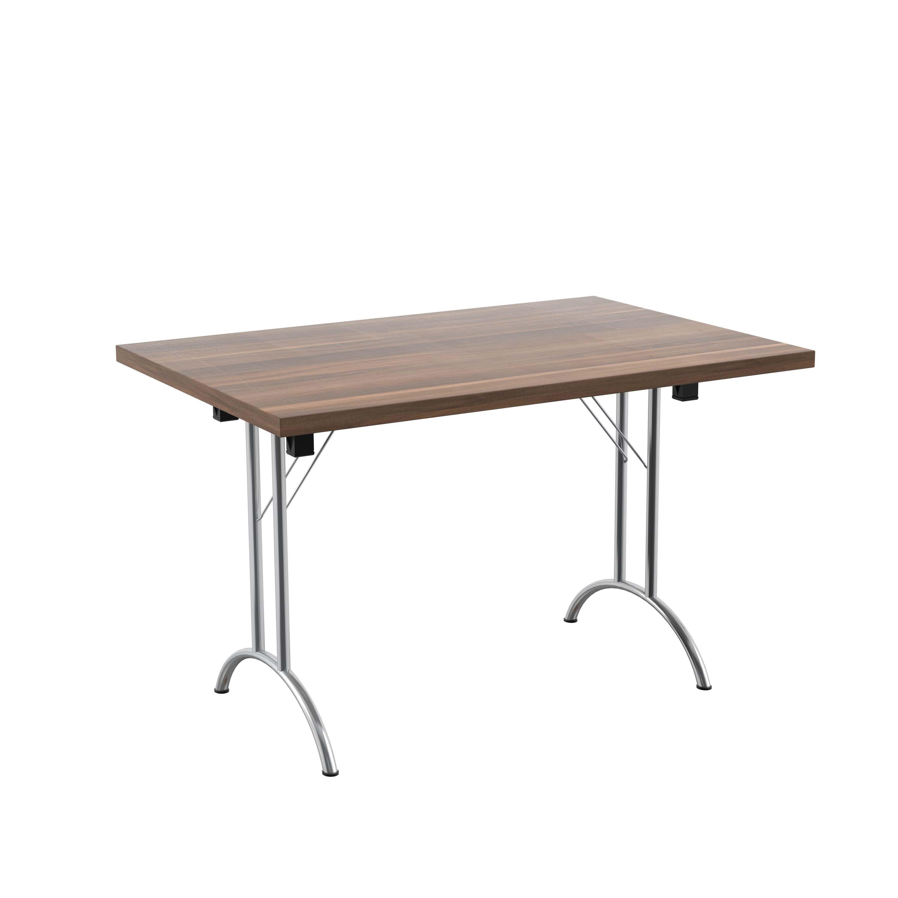 One Union Rectangular Folding Table (FSC) | 1200 X 800 | Dark Walnut/Chrome