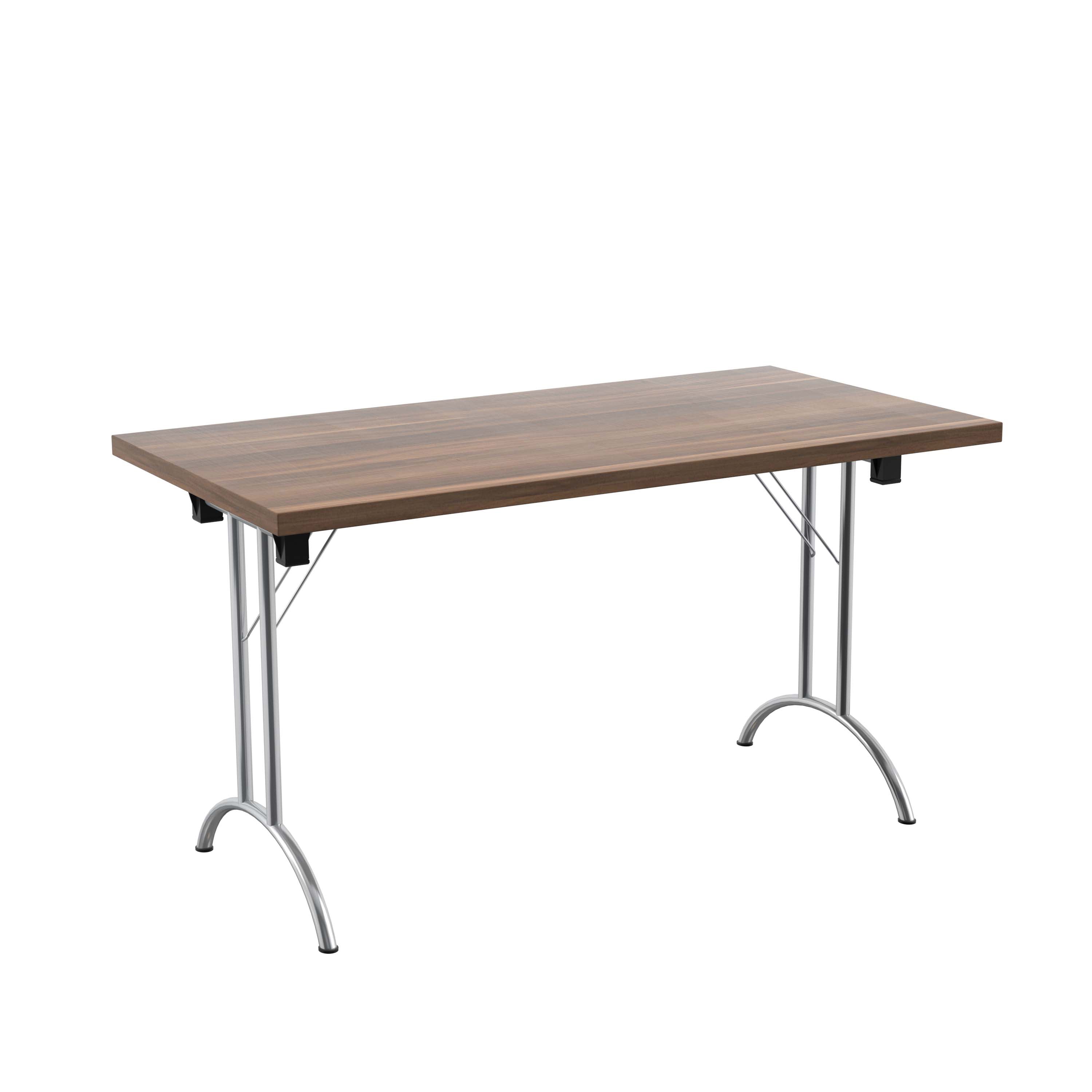 One Union Rectangular Folding Table (FSC) | 1400 X 700 | Dark Walnut/Chrome