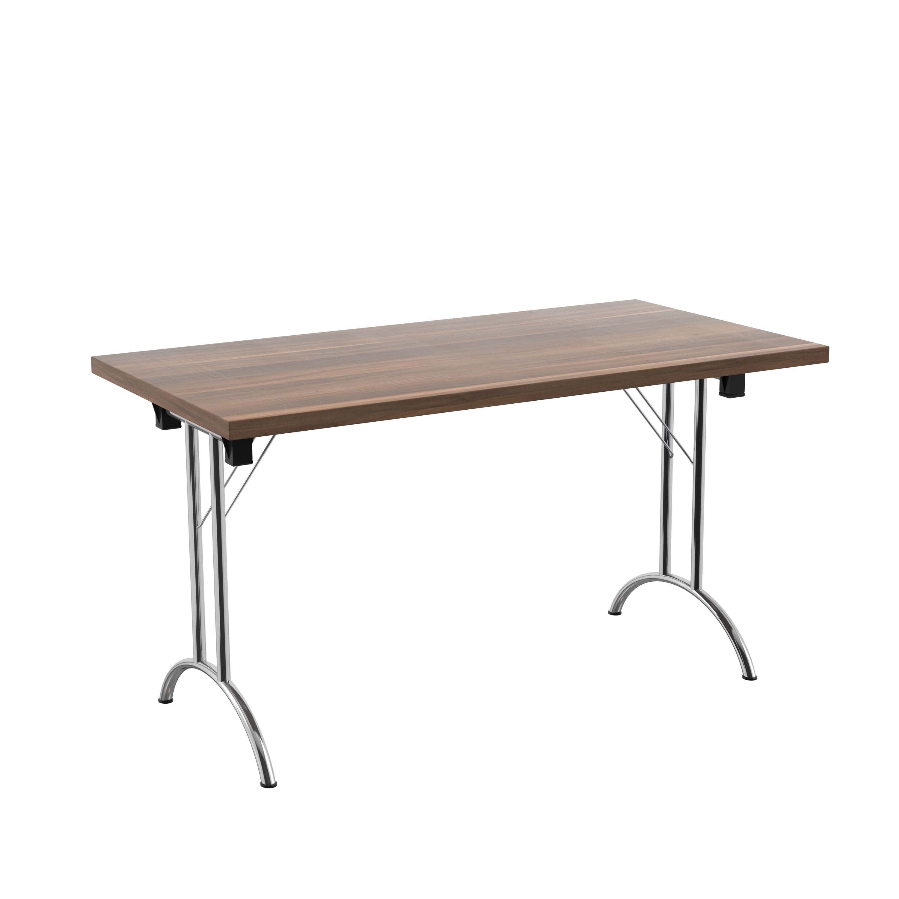 One Union Rectangular Folding Table (FSC) | 1400 X 700 | Dark Walnut/Silver