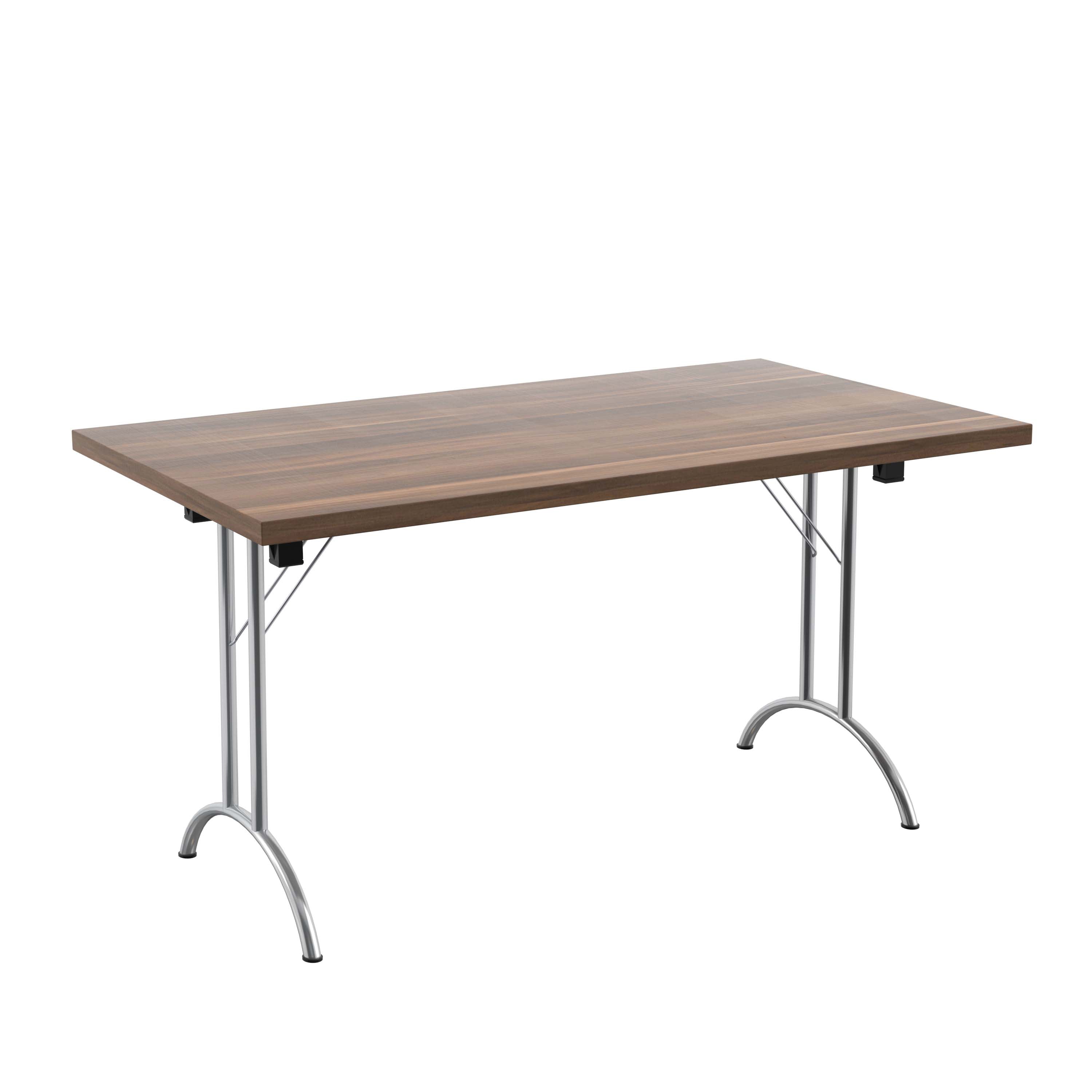 One Union Rectangular Folding Table (FSC) | 1400 X 800 | Dark Walnut/Chrome