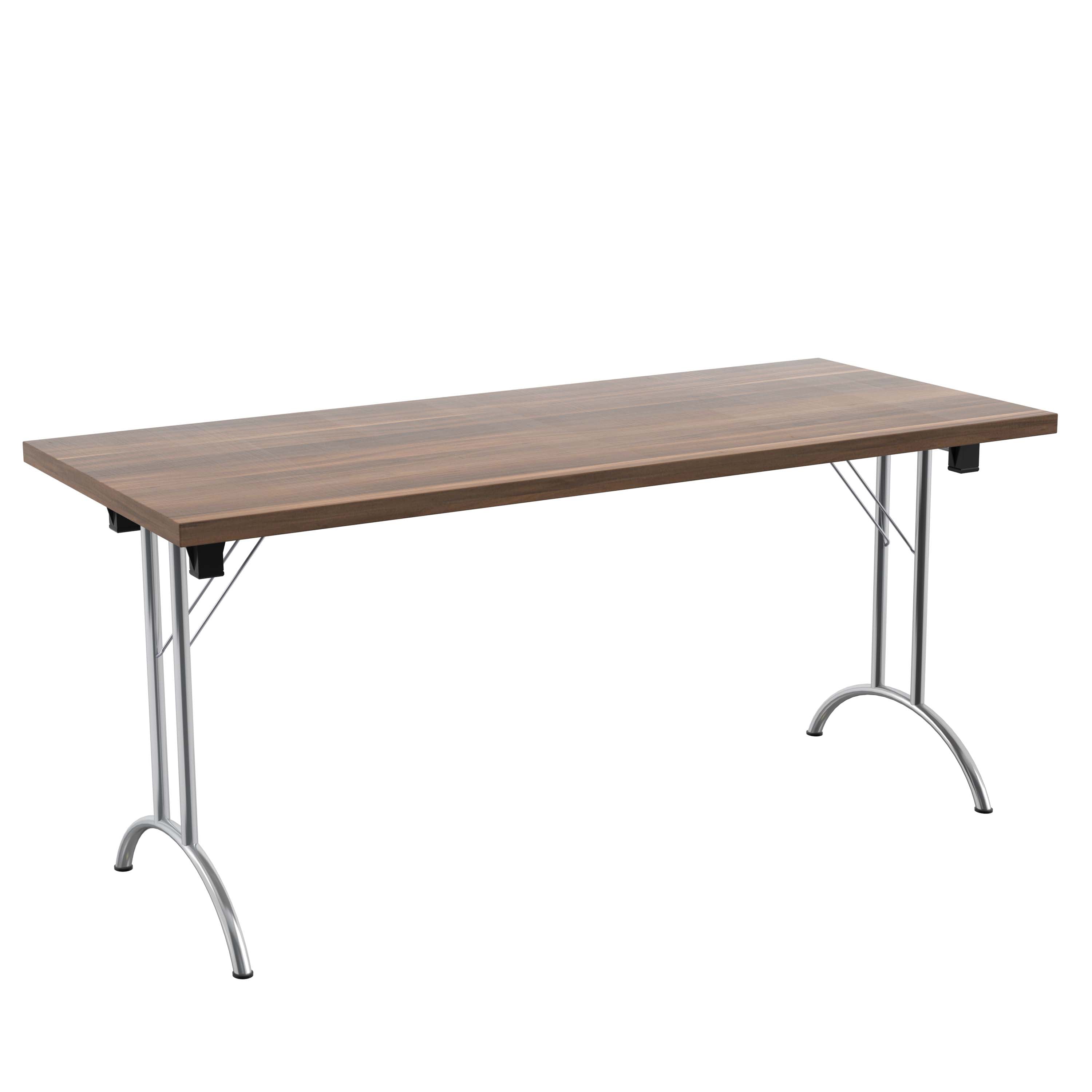 One Union Rectangular Folding Table (FSC) | 1600 X 700 | Dark Walnut/Chrome