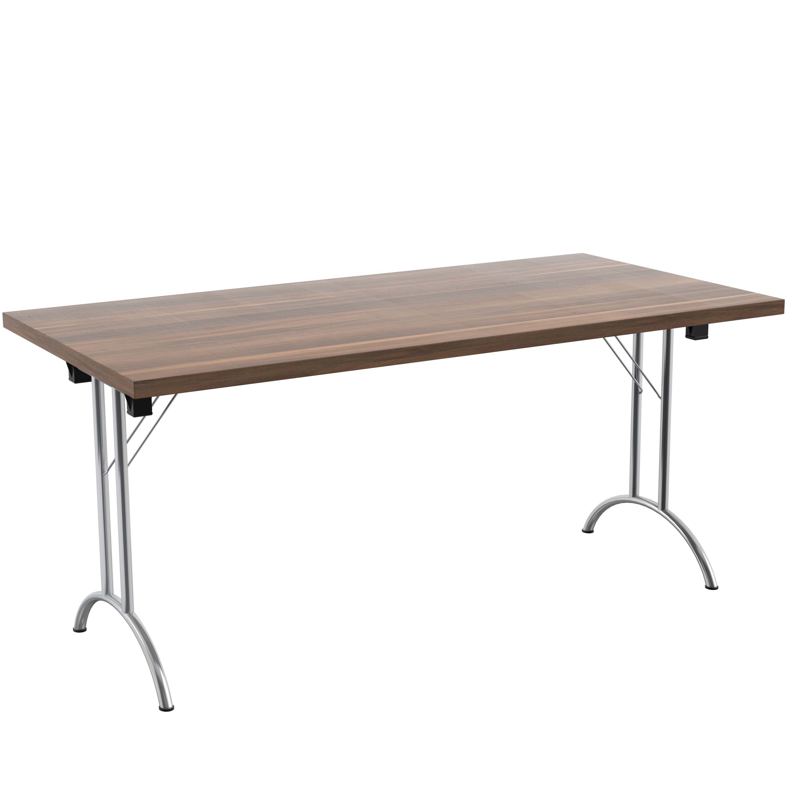 One Union Rectangular Folding Table (FSC) | 1600 X 800 | Dark Walnut/Chrome